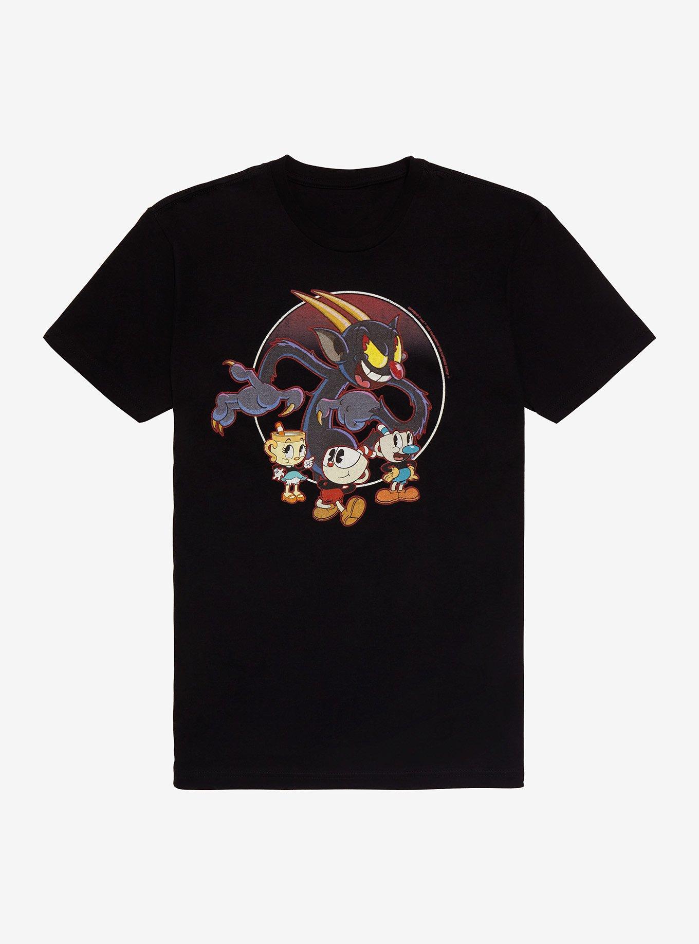 The Cuphead Show! Devil & Trio T-Shirt, BLACK, hi-res