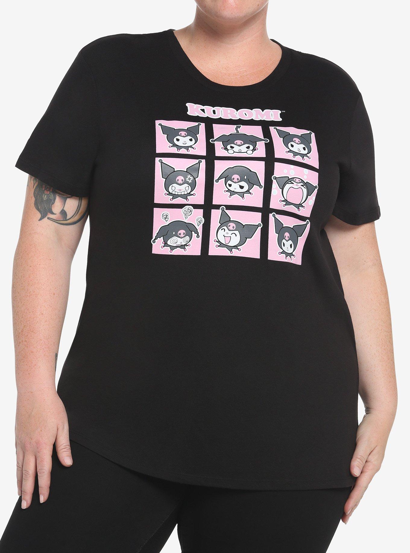 Kuromi Emotions Boyfriend Fit Girls T-Shirt Plus Size, MULTI, hi-res