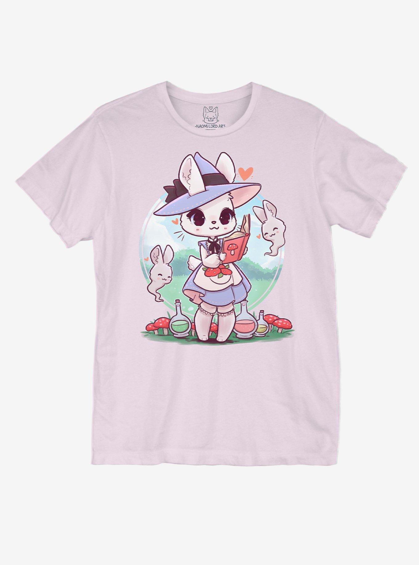 Pastel Witch Bunny Boyfriend Fit Girls T-Shirt By Naomi Lord Art, MULTI, hi-res