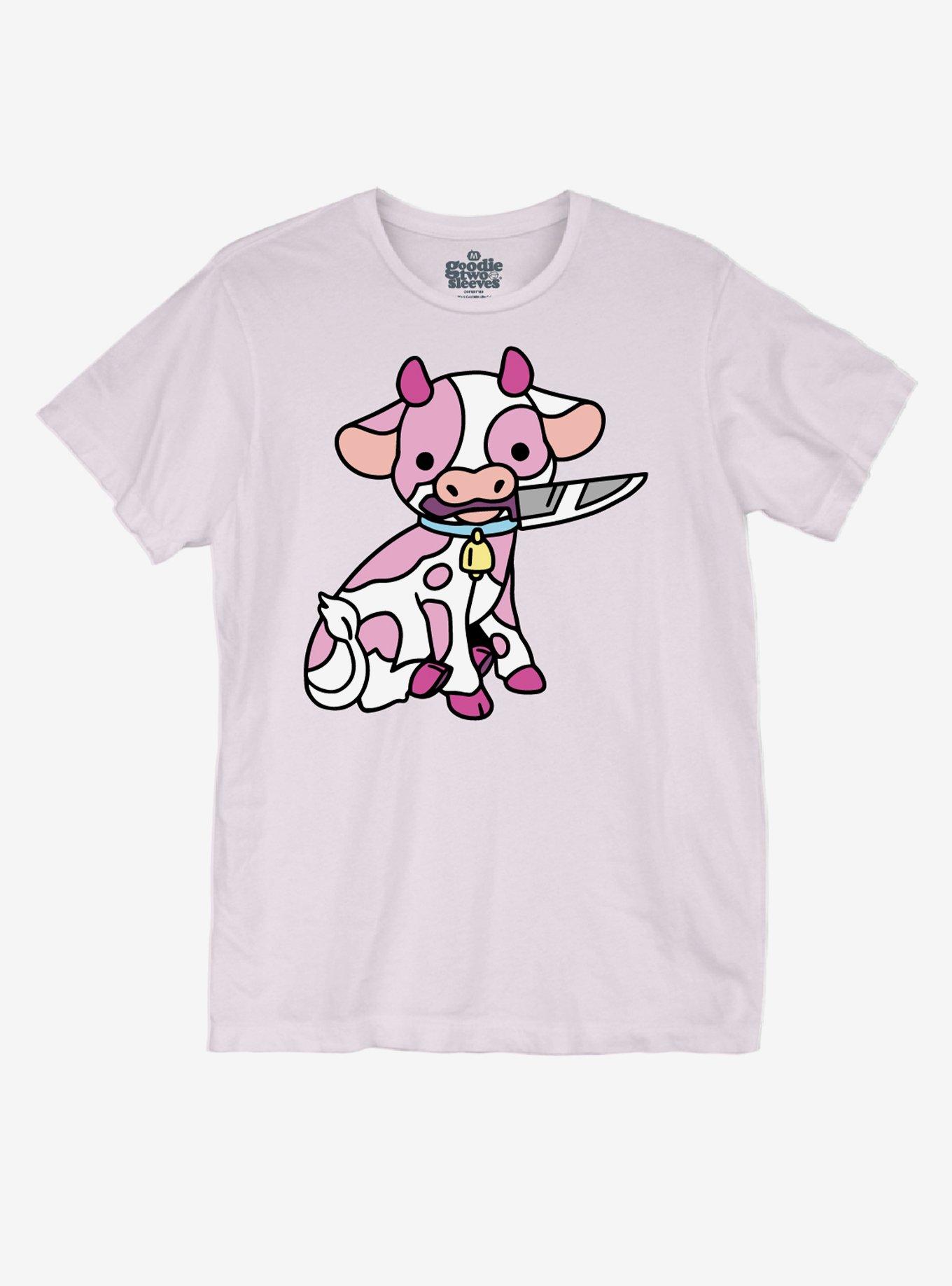 Pink Cow Knife Boyfriend Fit Girls T-Shirt By Goodie Two Sleeves, MULTI, hi-res