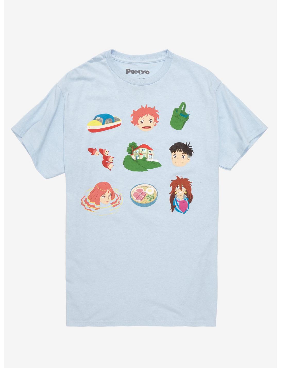 Studio Ghibli Ponyo Grid Boyfriend Fit Girls T-Shirt, MULTI, hi-res