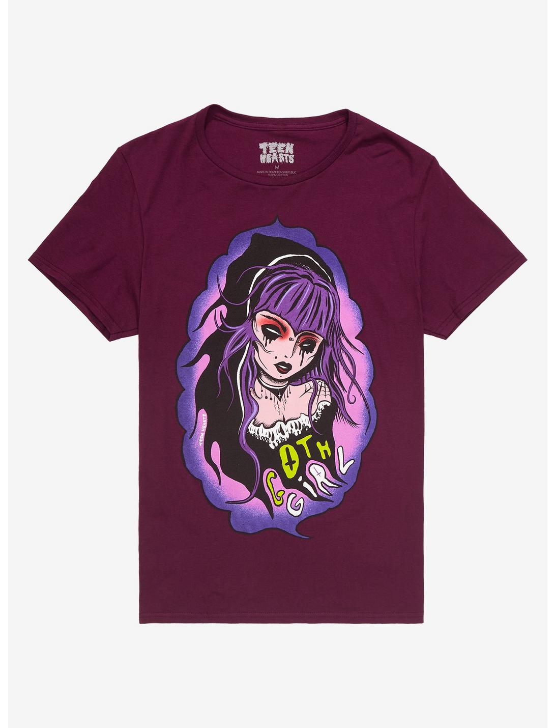 Teen Hearts Goth Girl Art T-Shirt, MAUVE, hi-res