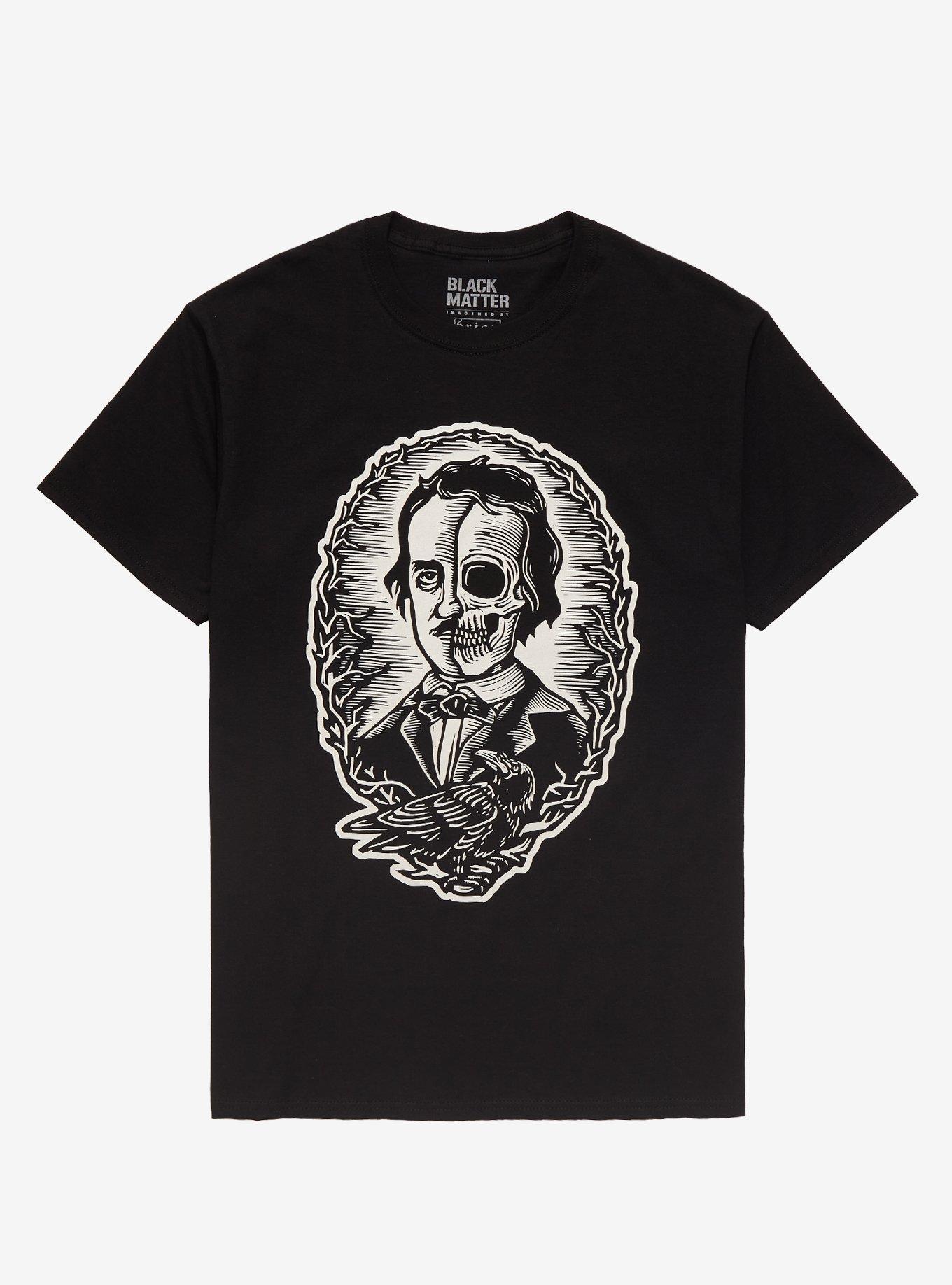 Edgar Allan Poe Split Portrait T-Shirt By Brian Reedy, BLACK, hi-res