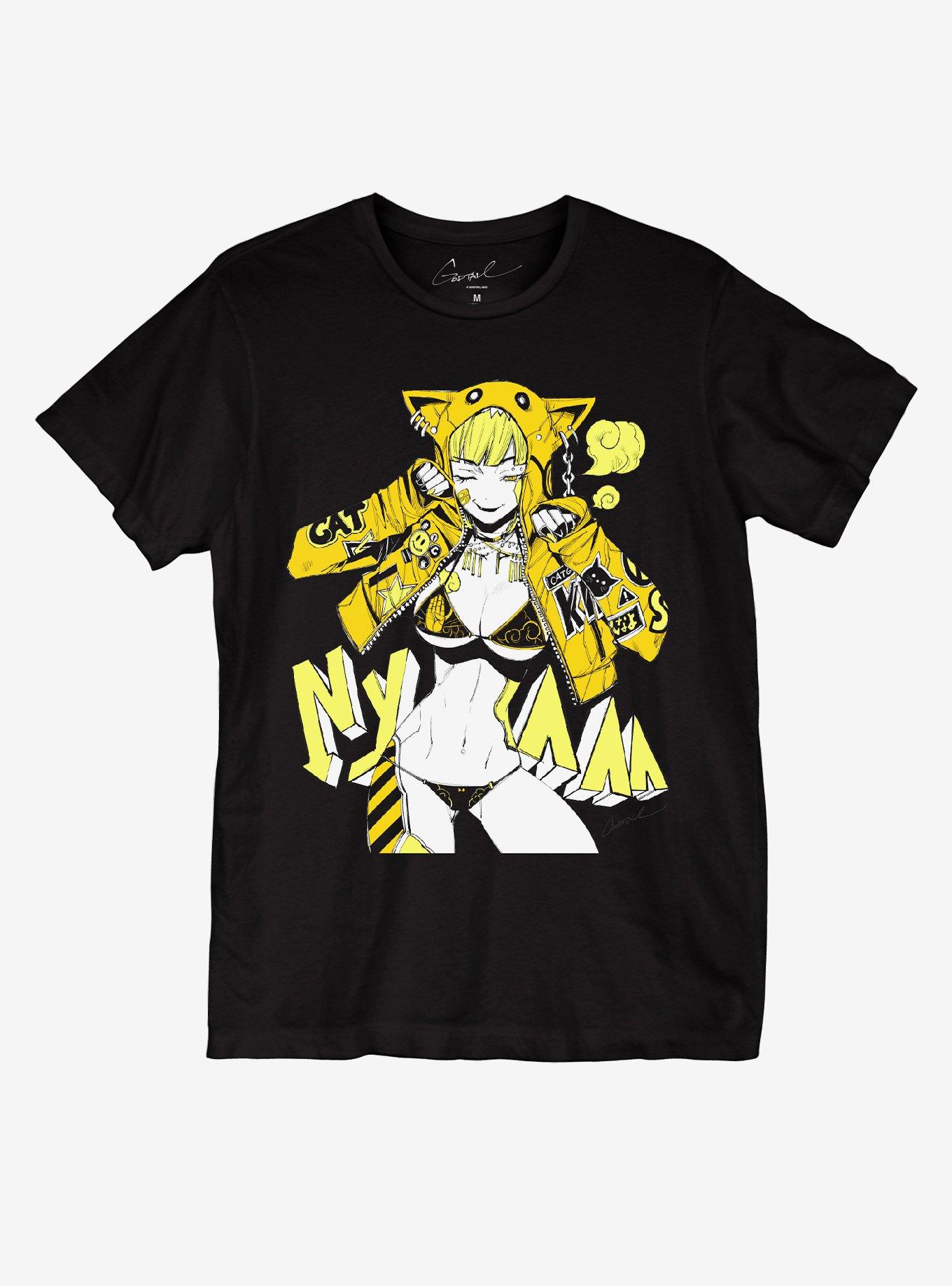 Nyaaa Anime Girl T-Shirt By Godtail777, BLACK, hi-res
