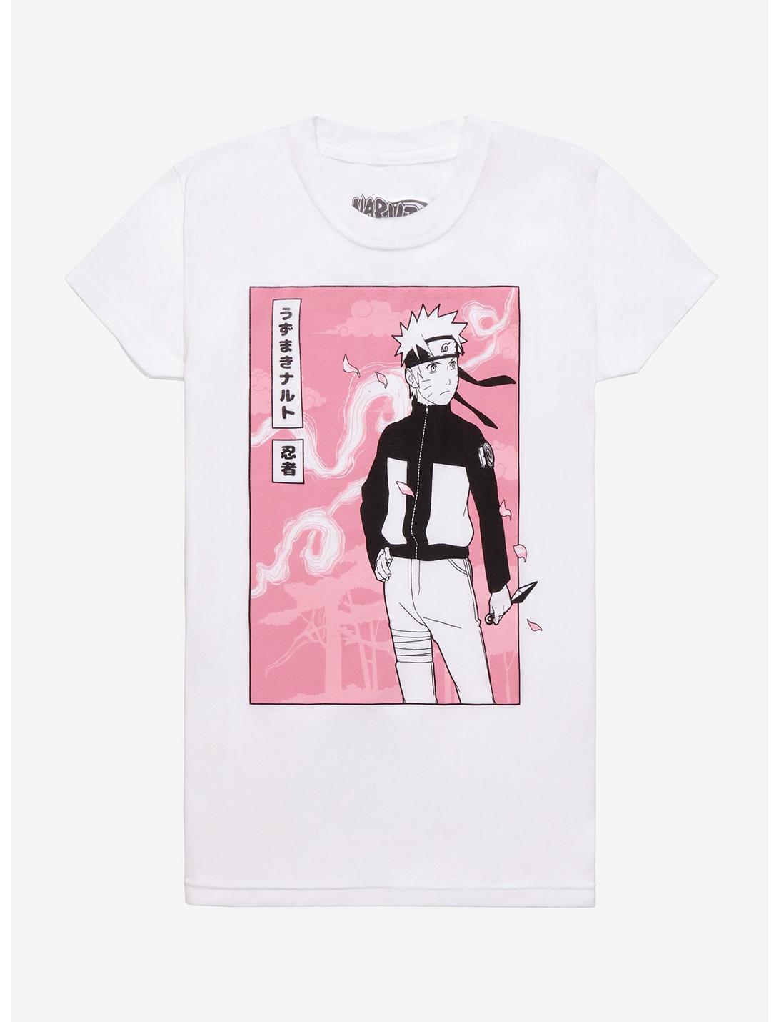 Naruto Shippuden Pink Grid Boyfriend Fit Girls T-Shirt, MULTI, hi-res