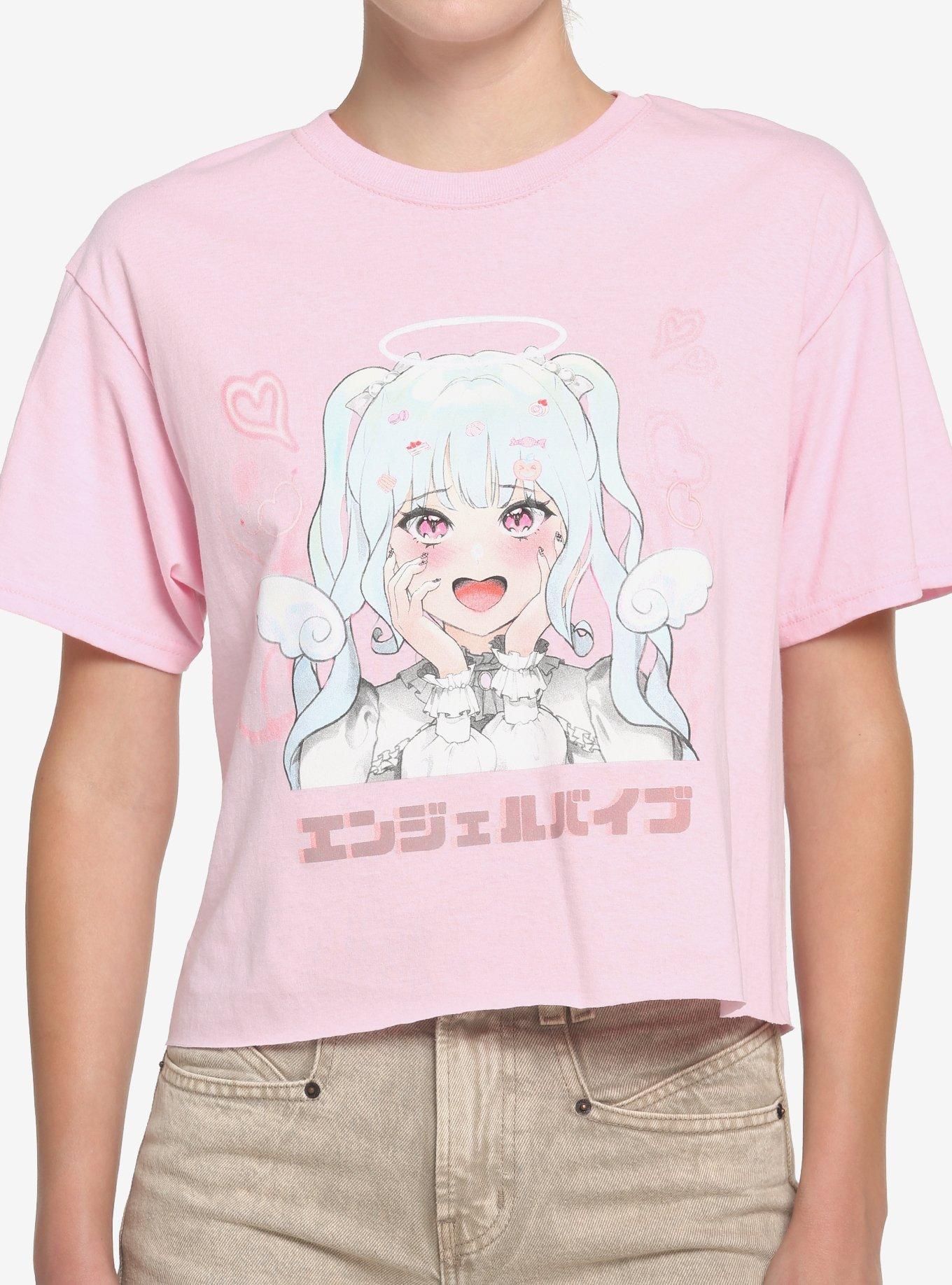 Angel Anime Girl Crop Girls T-Shirt, MULTI, hi-res