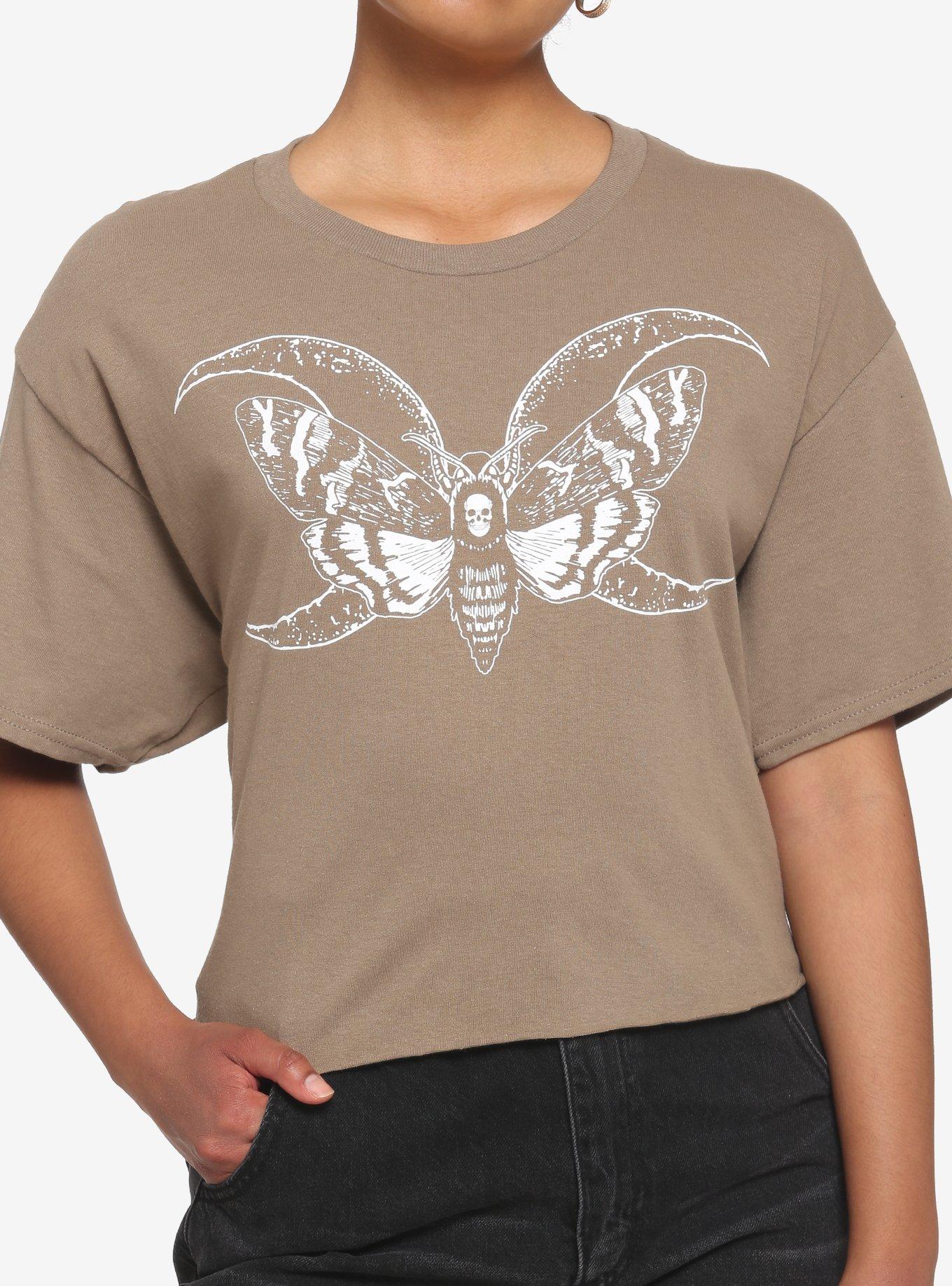 Death Moth Boyfriend Fit Girls Crop T-Shirt, MULTI, hi-res