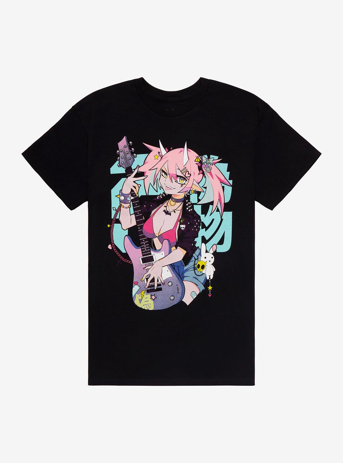 Rock On Kawaii T-Shirt By Fake Nerd, BLACK, hi-res