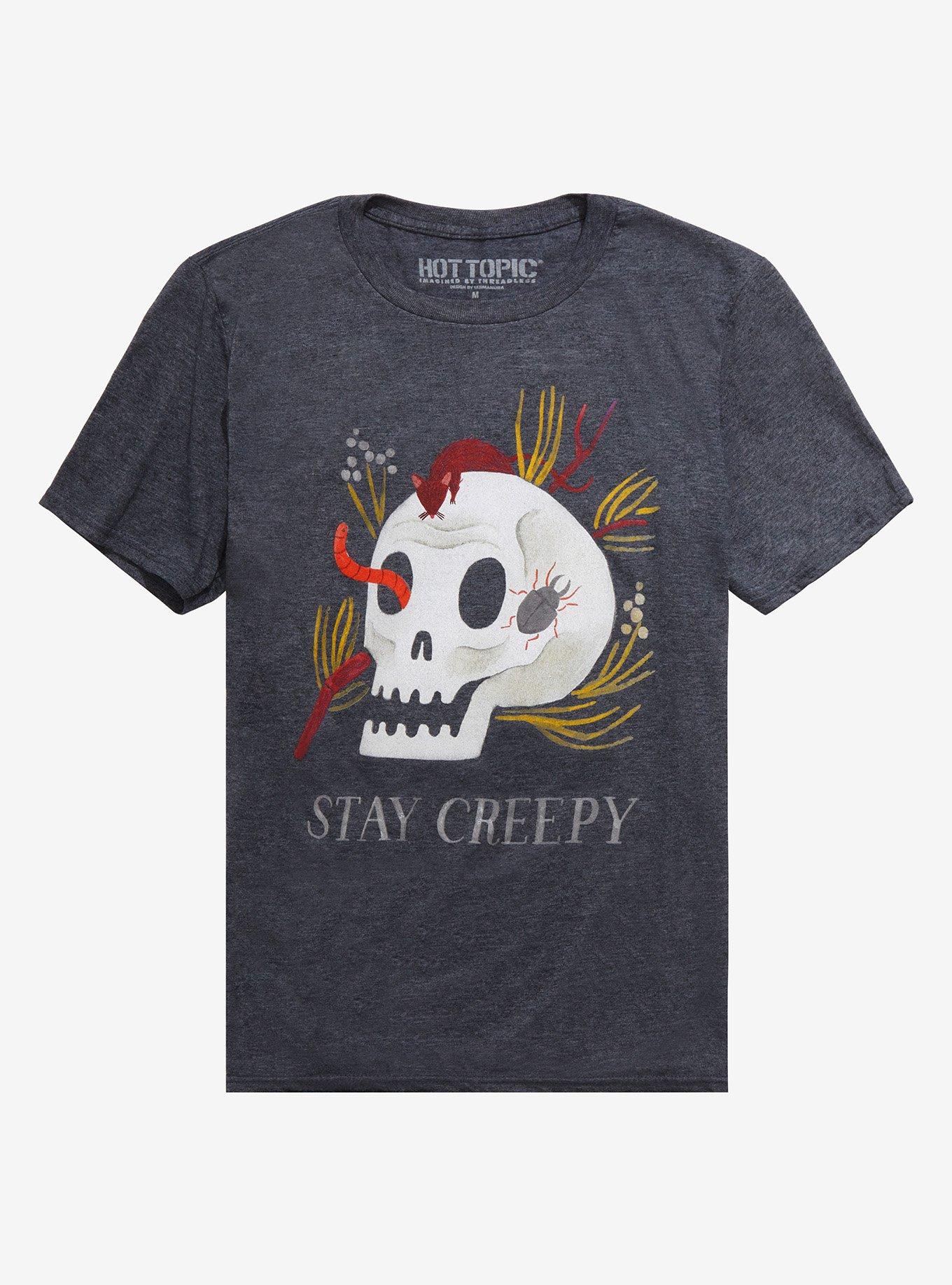 Stay Creepy Critters & Skull T-Shirt By Yasimamura, BLACK, hi-res