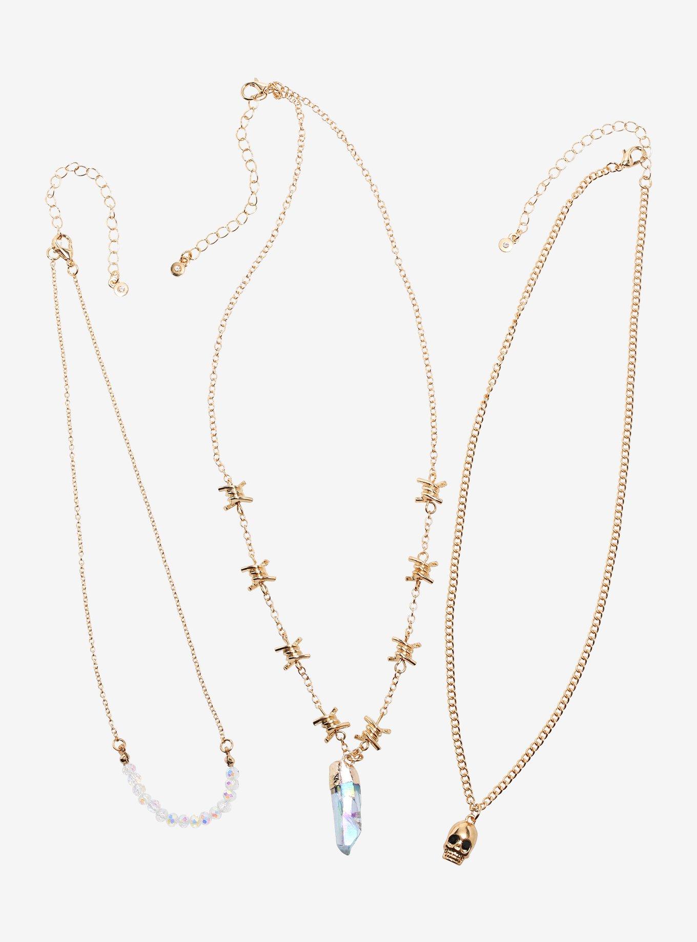 Barbed Wire Skull Opalescent Necklace Set, , hi-res