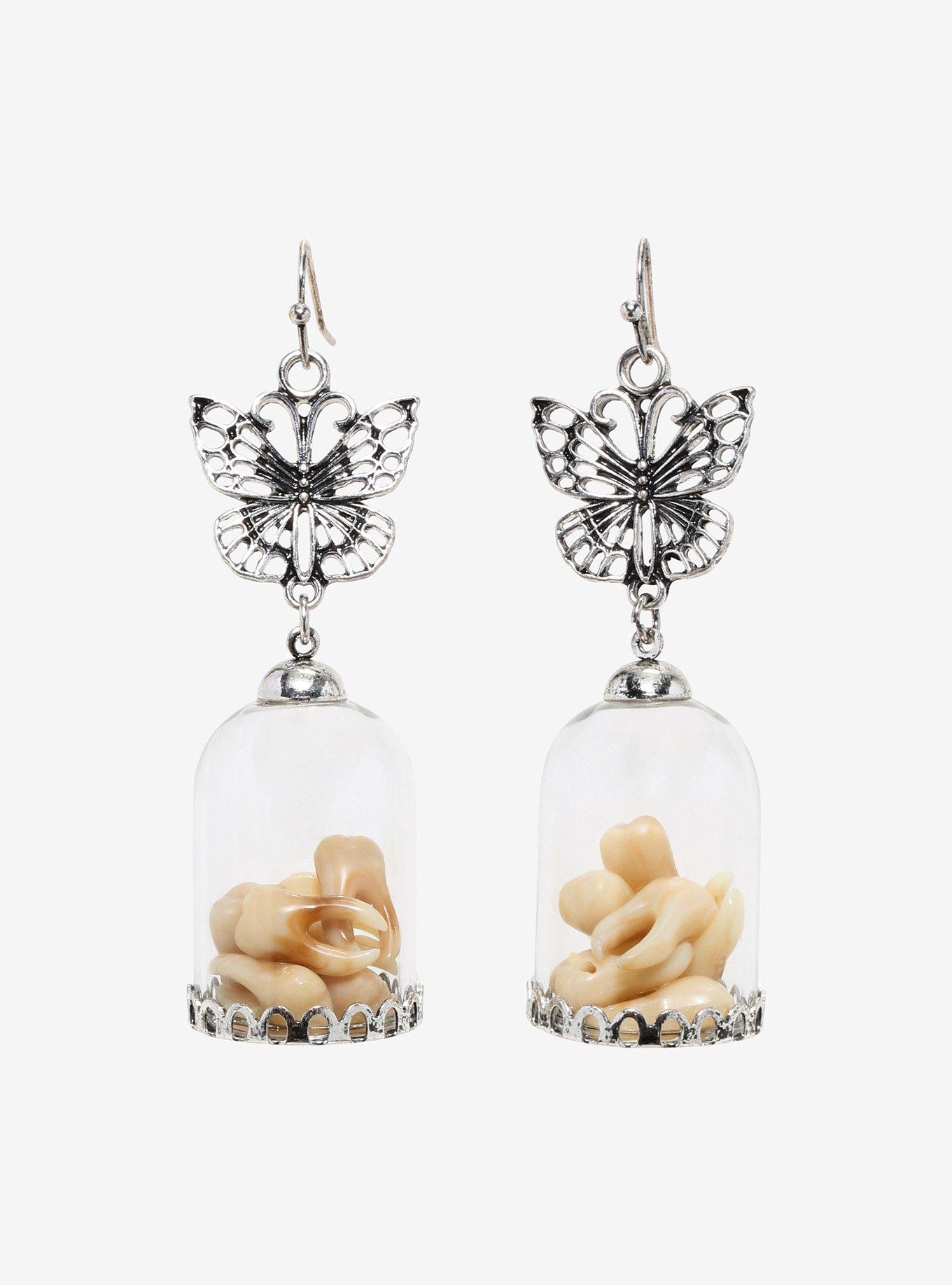 Butterfly Tooth Capsule Drop Earrings