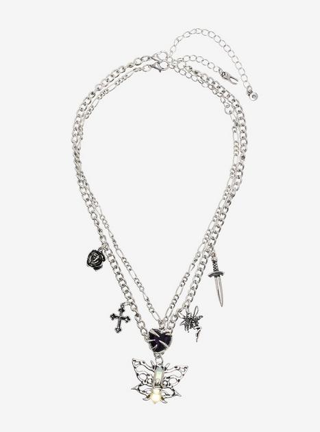 Butterfly Crystal Cross Charm Necklace Set | Hot Topic
