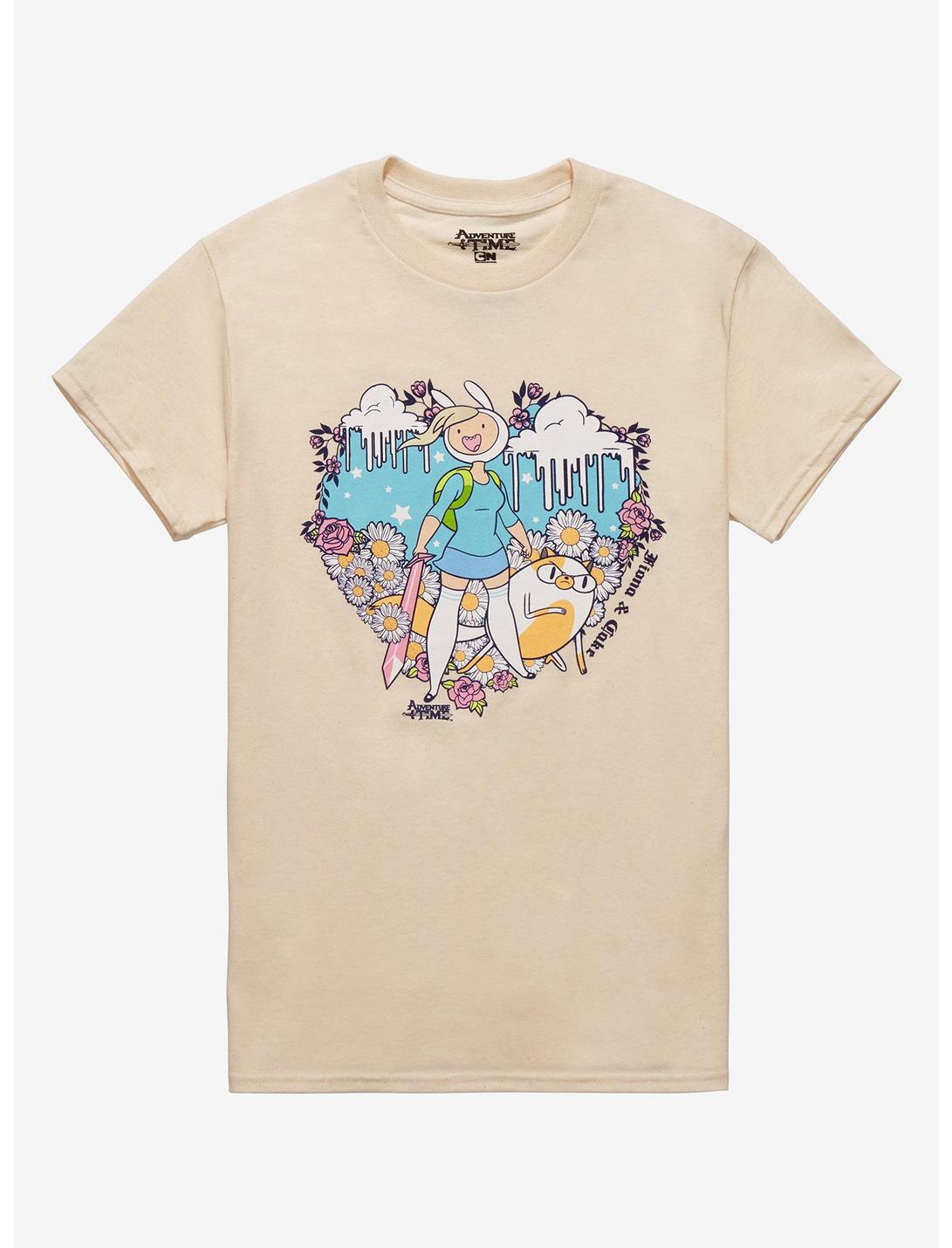 Adventure Time Fionna & Cake Flower Heart Boyfriend Fit Girls T-Shirt, MULTI, hi-res