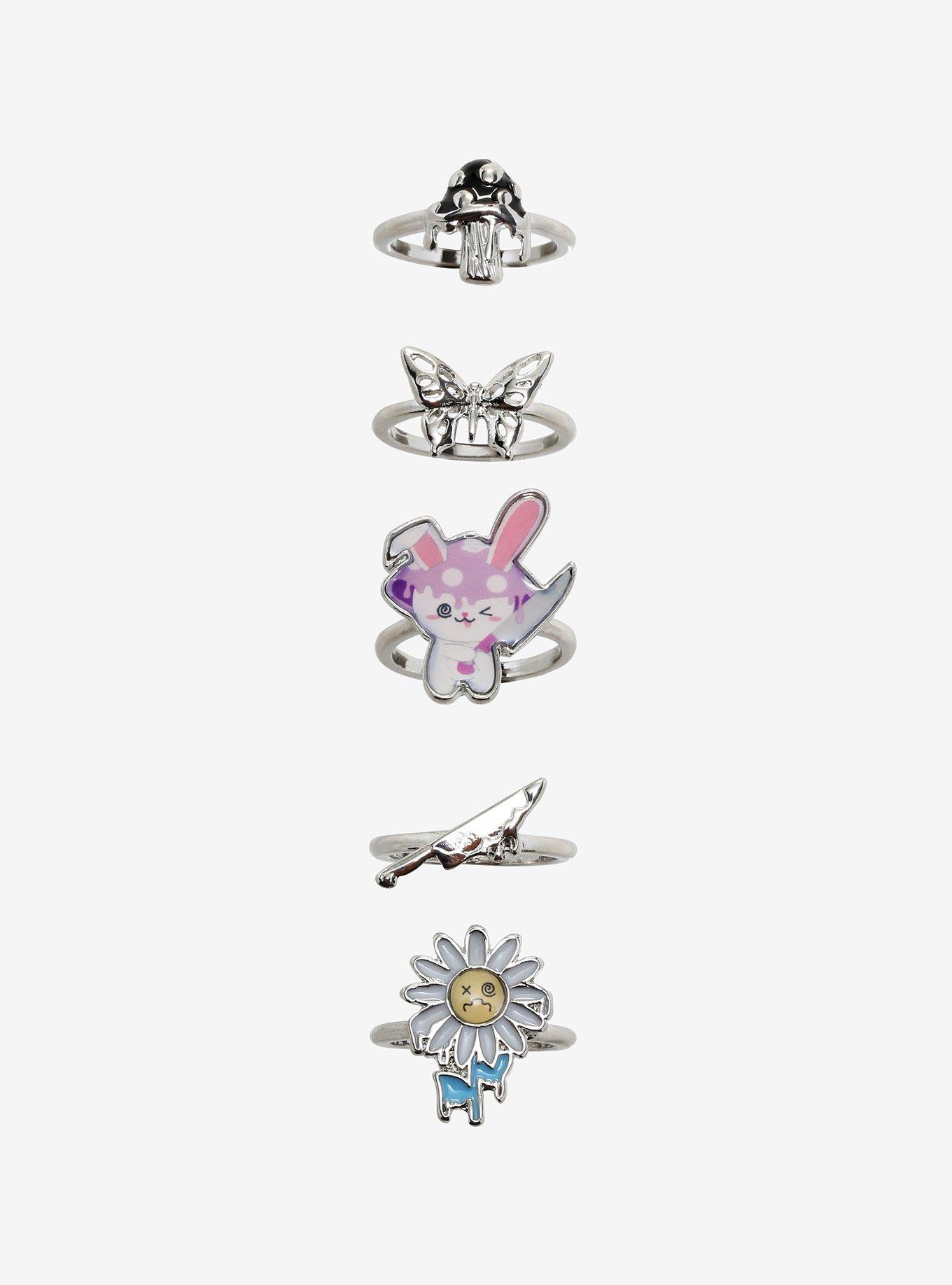 Bunny Mushroom Weapon Ring Set | Hot Topic