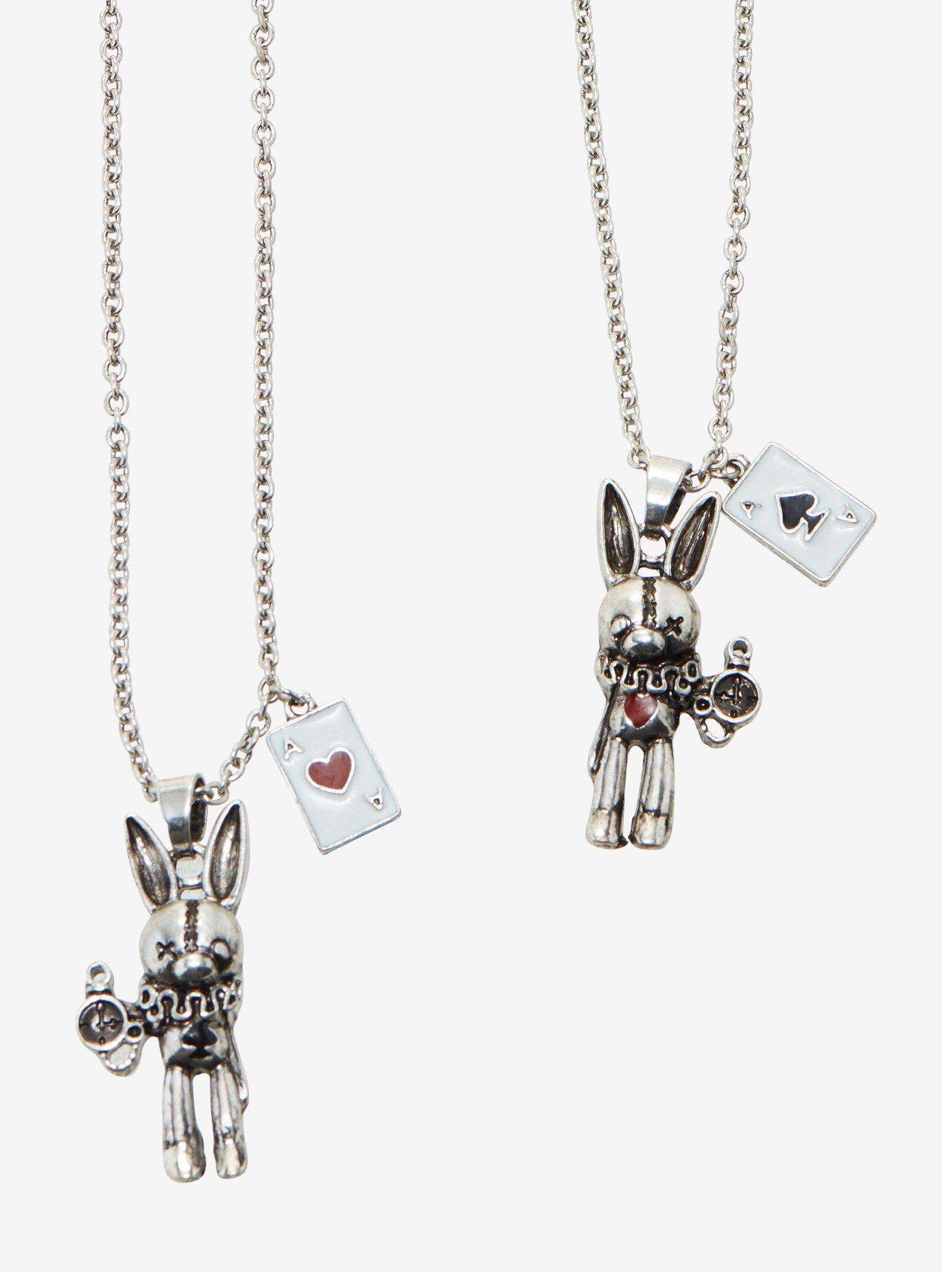 Rabbit Playing Card Best Friend Necklace Set, , hi-res