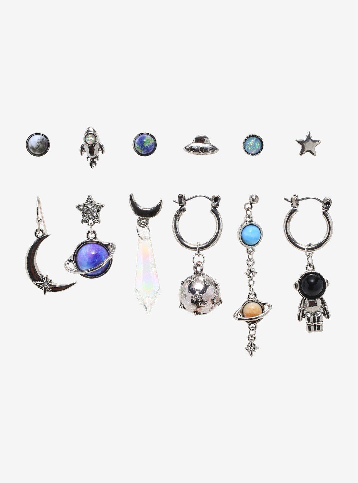 Planet Space Astronaut Mismatch Earring Set, , hi-res