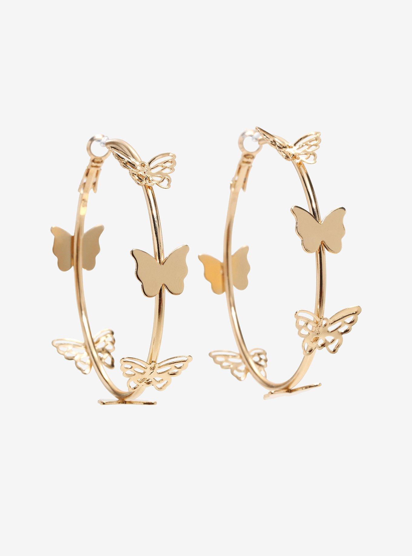 Butterfly hot sale hoop earrings