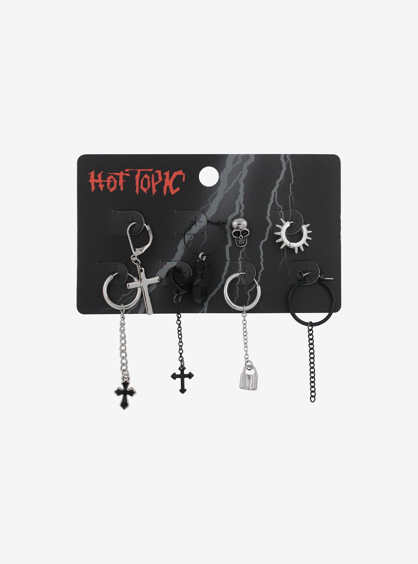 Skull Cross Mismatch Earring Set, , hi-res