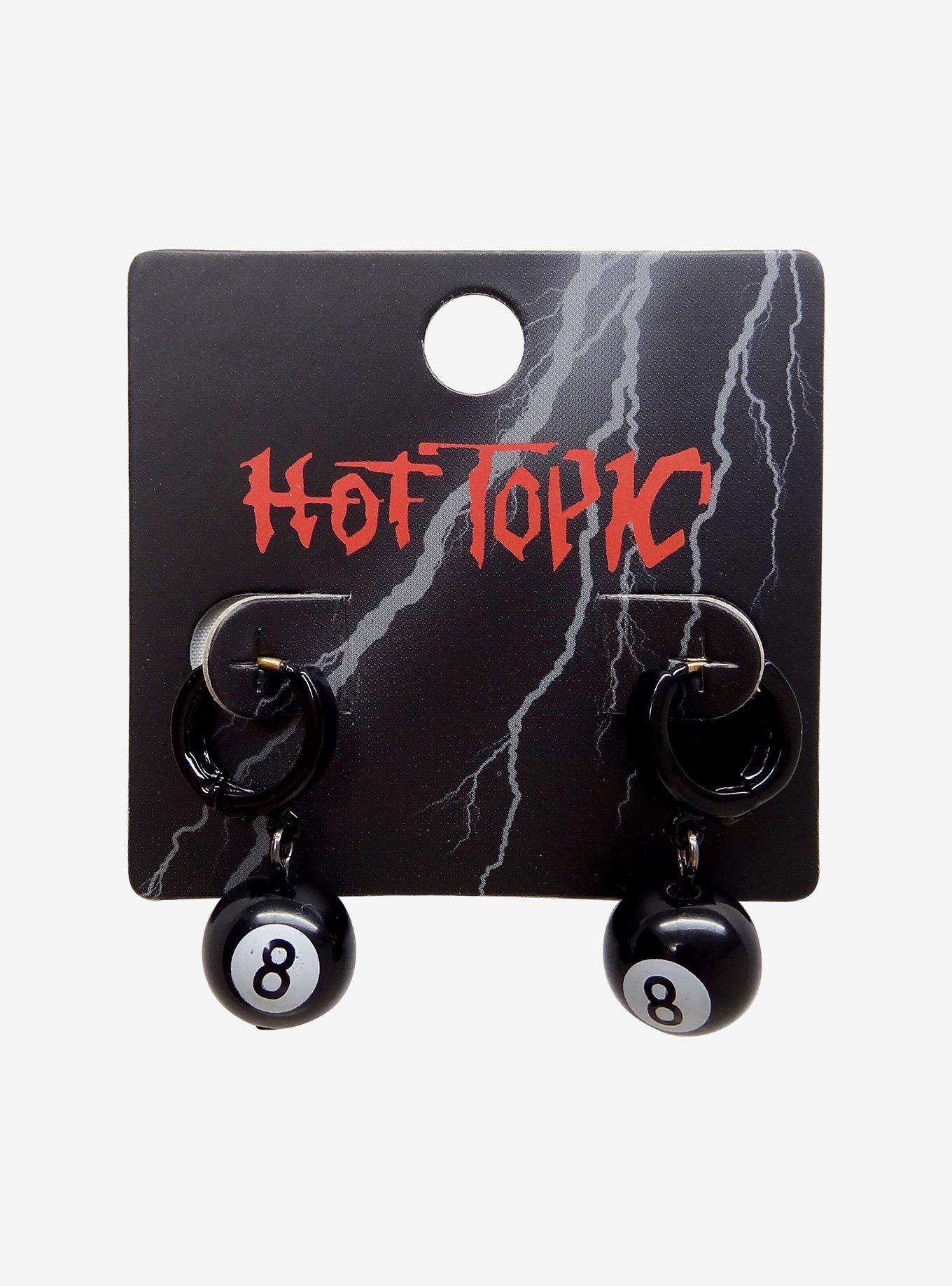 8 Ball Huggie Hoop Earrings, , hi-res