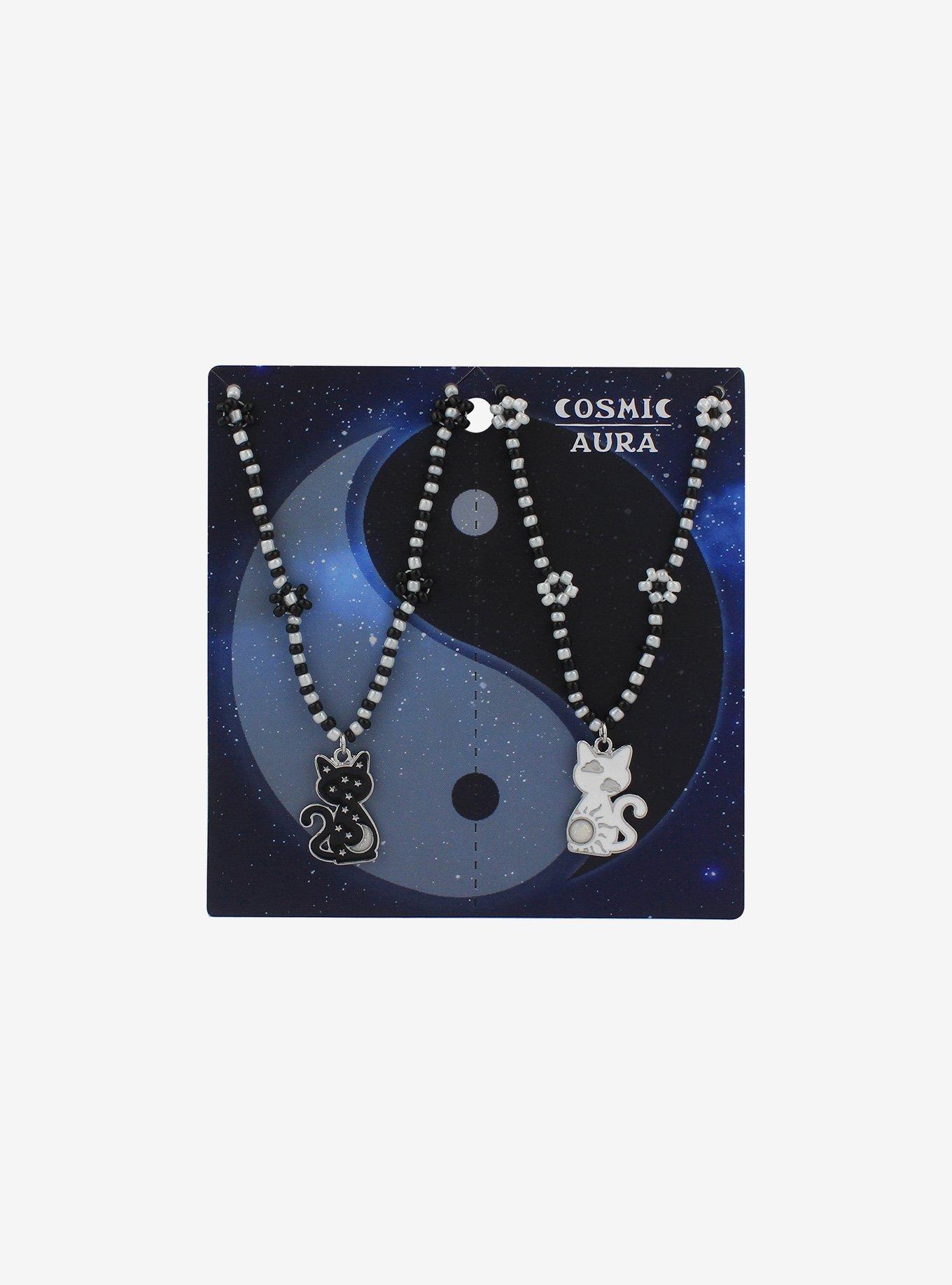 Cat Yin-Yang Beaded Best Friend Necklace Set, , hi-res