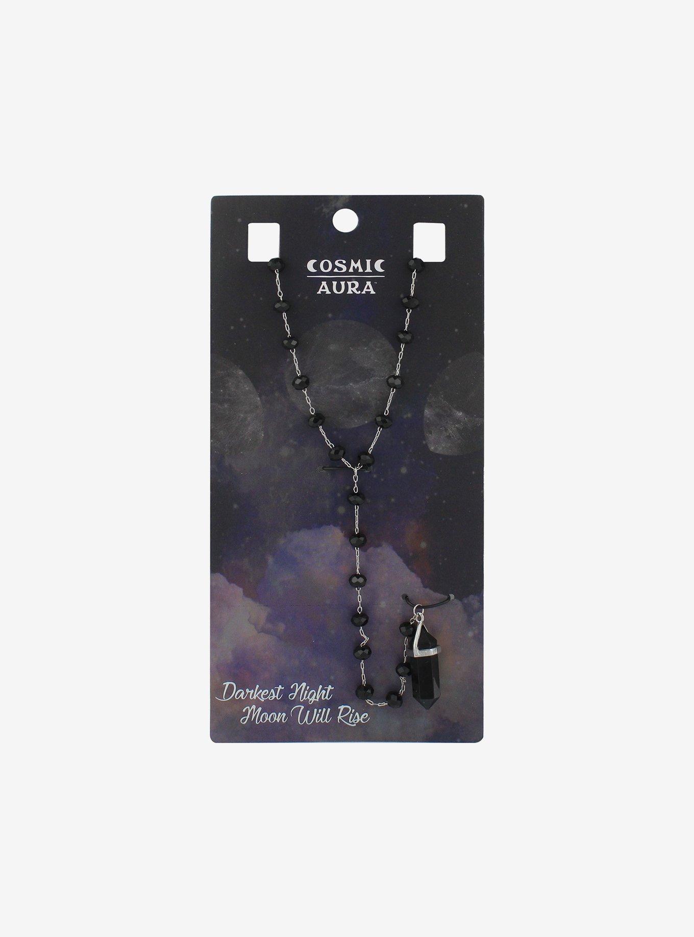 Black Beaded Crystal Necklace, , hi-res