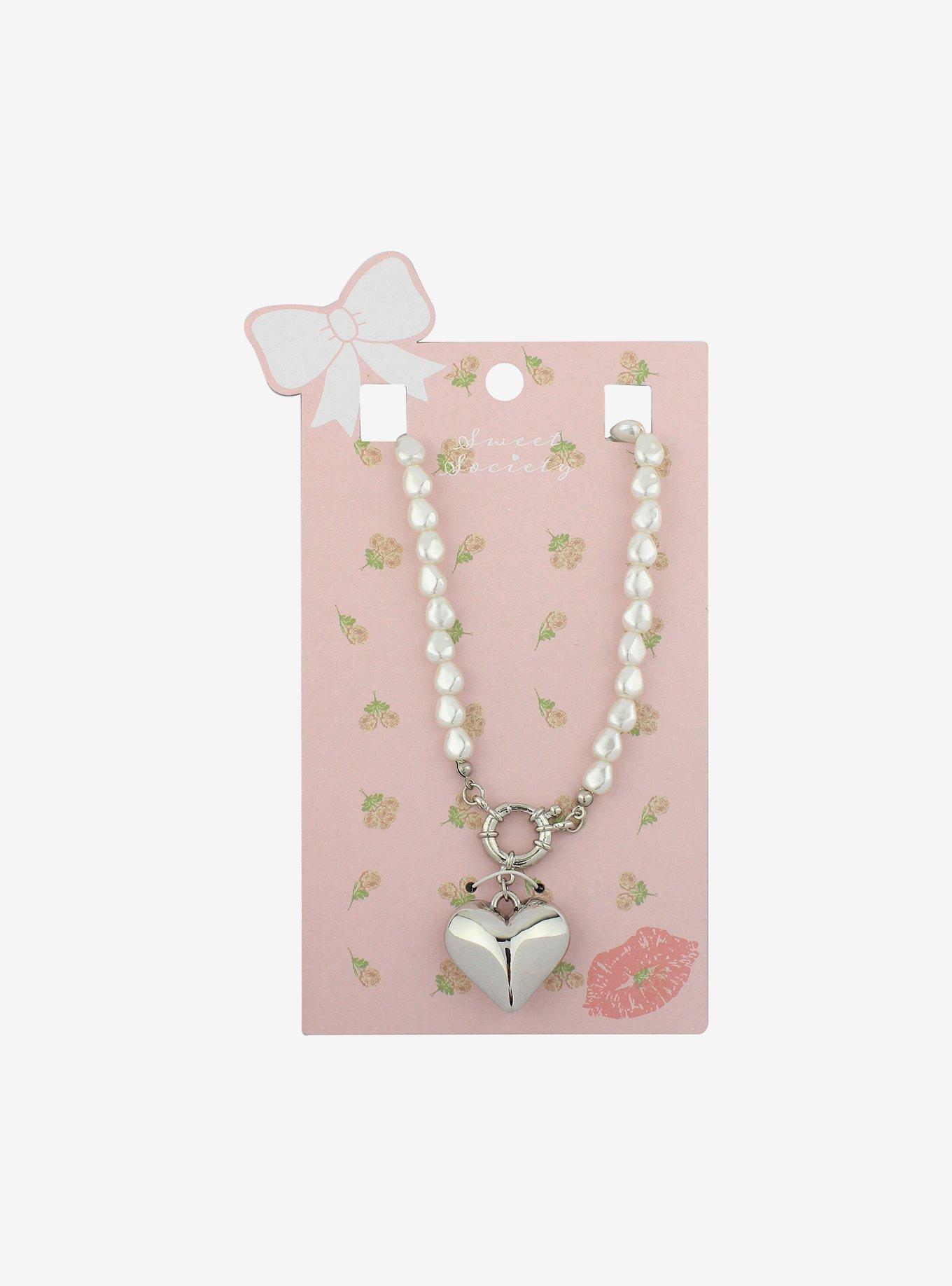 Pearl Heart Locket Necklace, , hi-res