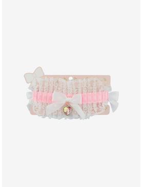Pink & White Lace Ruffle Choker, , hi-res