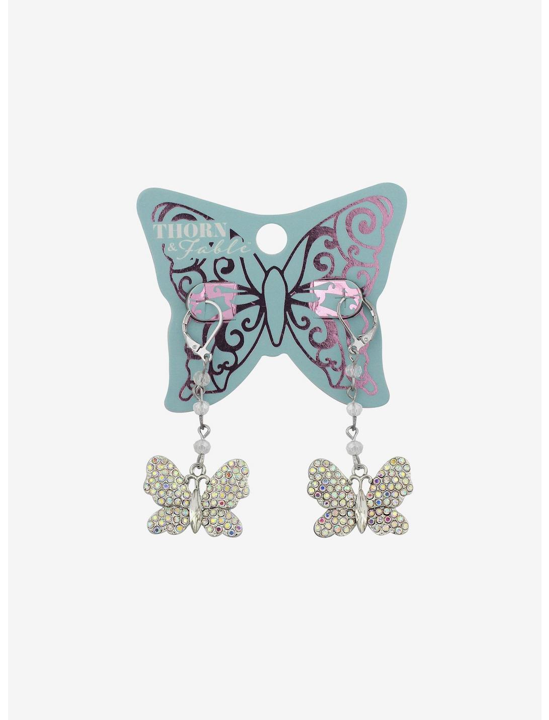 Bling Butterfly Drop Earrings, , hi-res