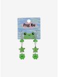 Green Mushroom Star Frog Earrings, , hi-res