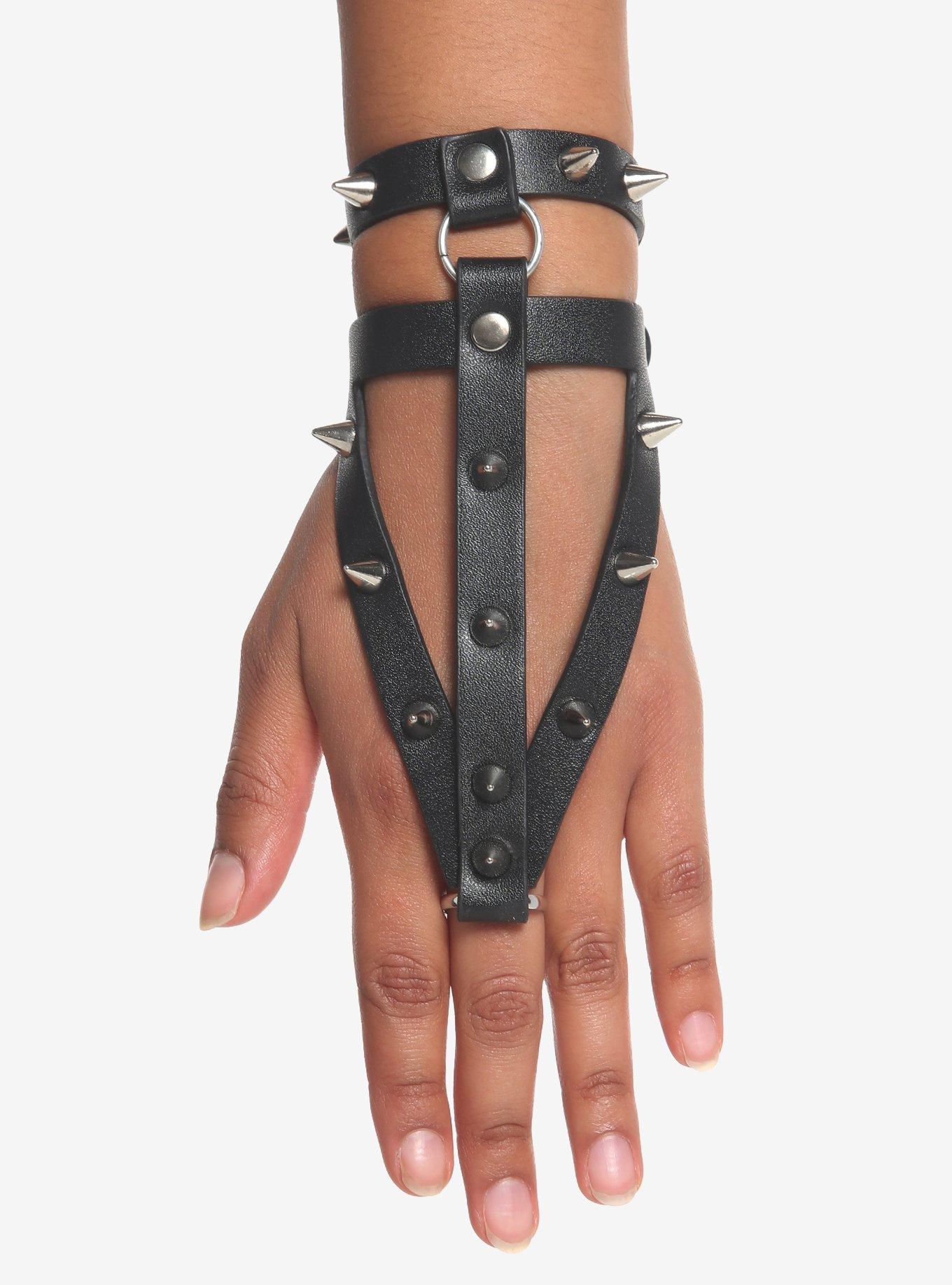 Black Spiked Triangle Cuff, , hi-res