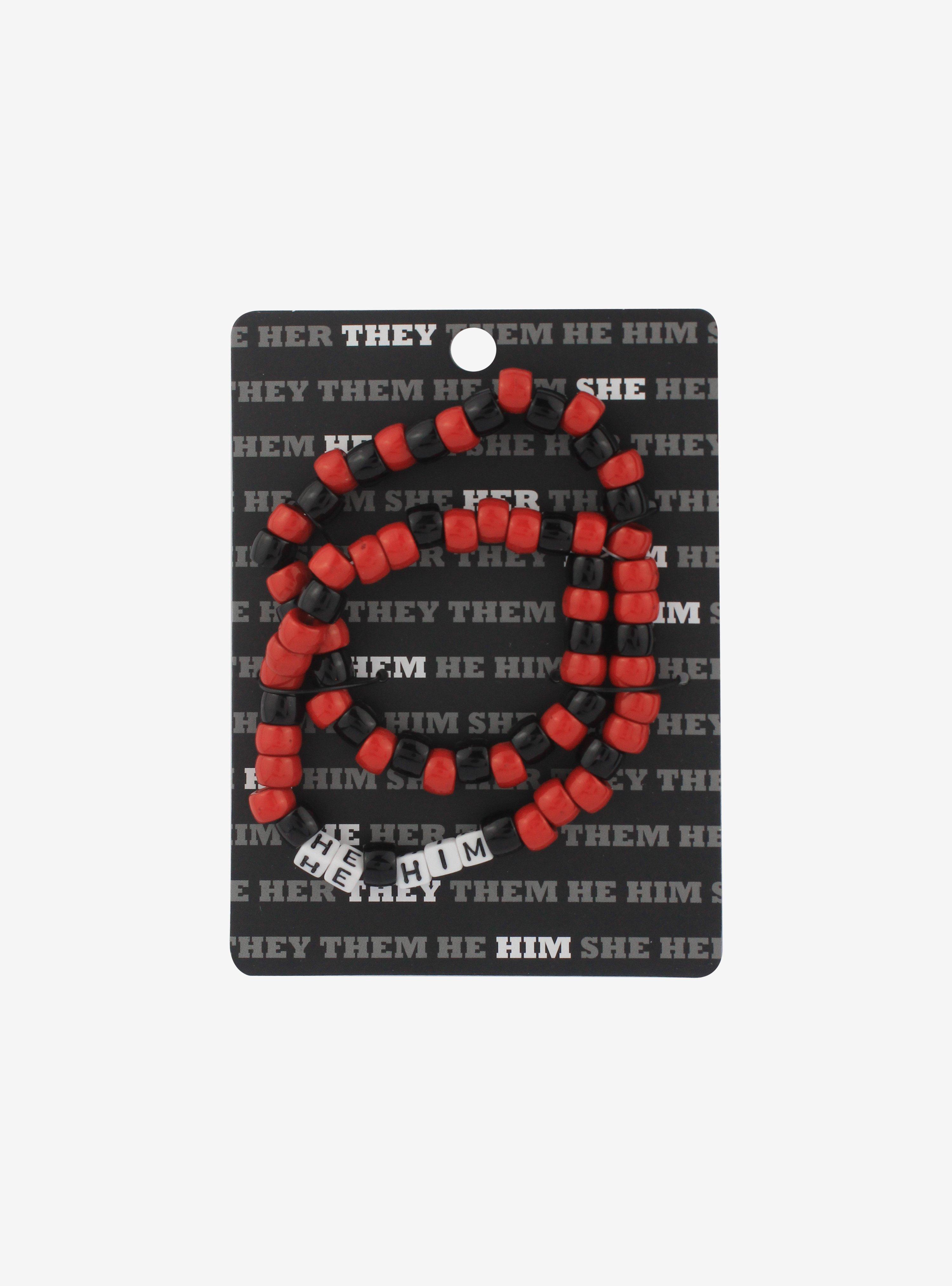 He Him Pronouns Beaded Bracelet Set, , hi-res