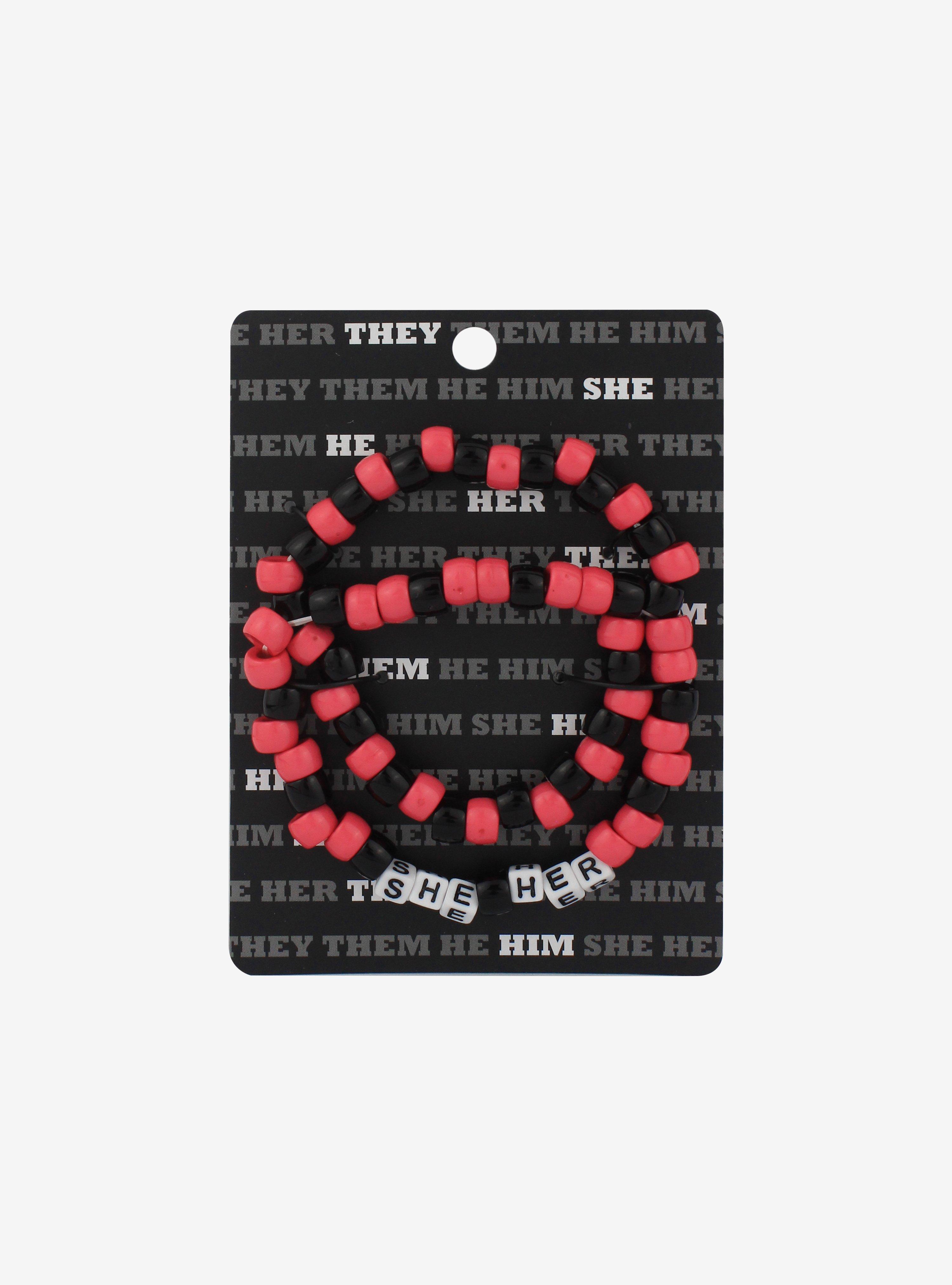 She Her Pronouns Beaded Bracelet Set, , hi-res