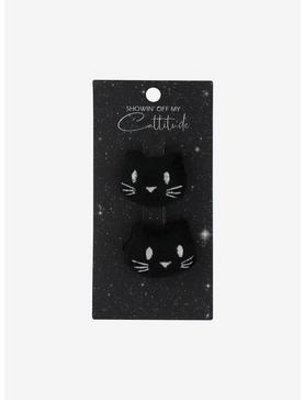 Black Puffy Cat Clip Set, , hi-res