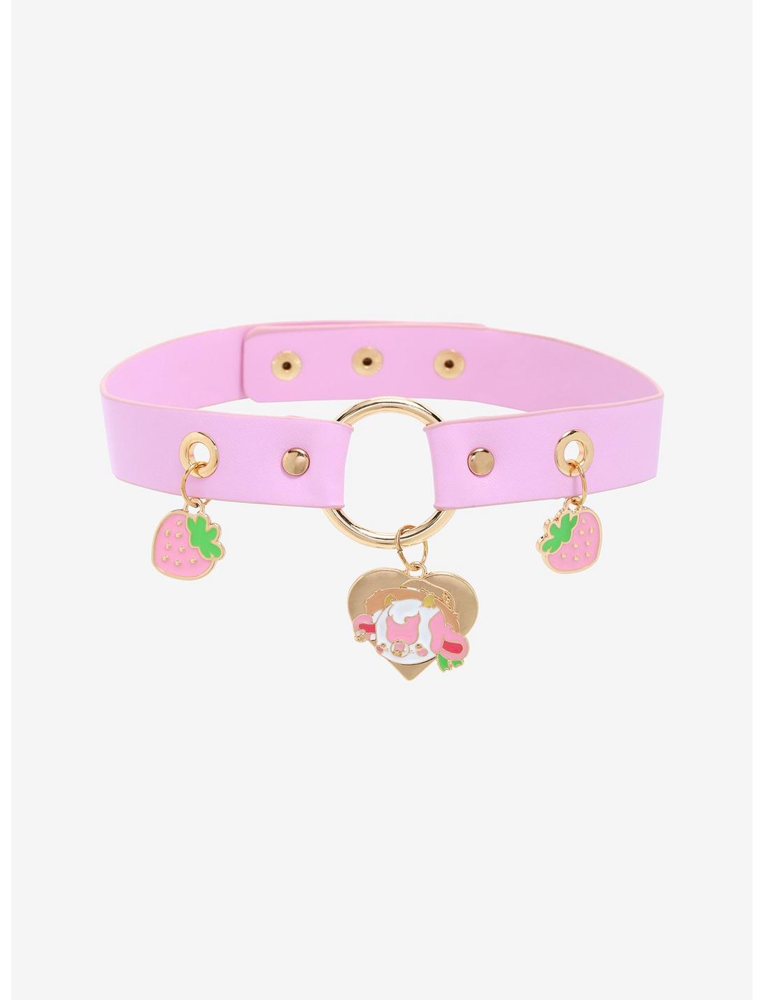 Pink Strawberry Cow Choker By Bright Bat Design, , hi-res