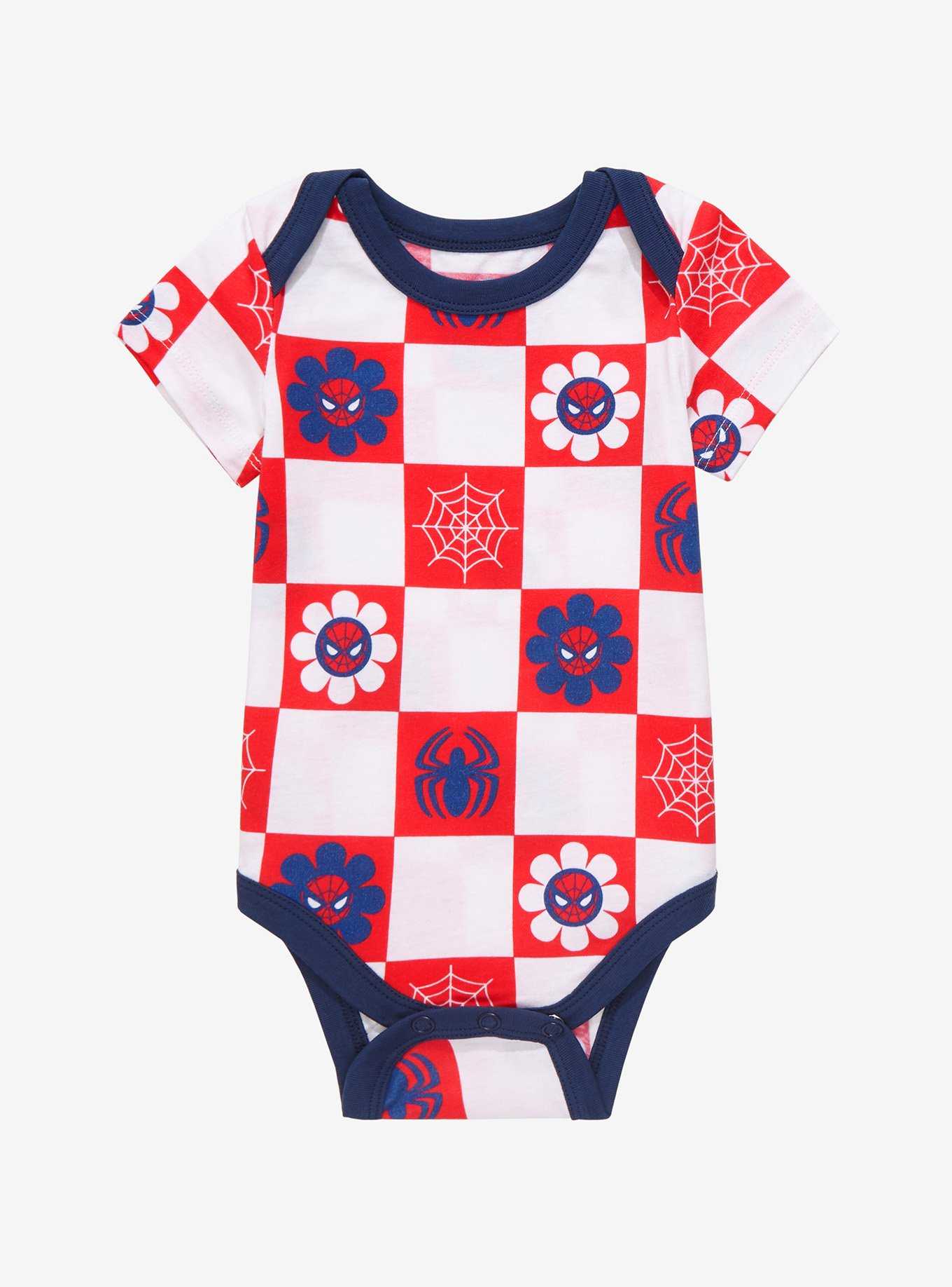 Marvel Spider-Man Retro Checkered Infant One-Piece - BoxLunch Exclusive , , hi-res