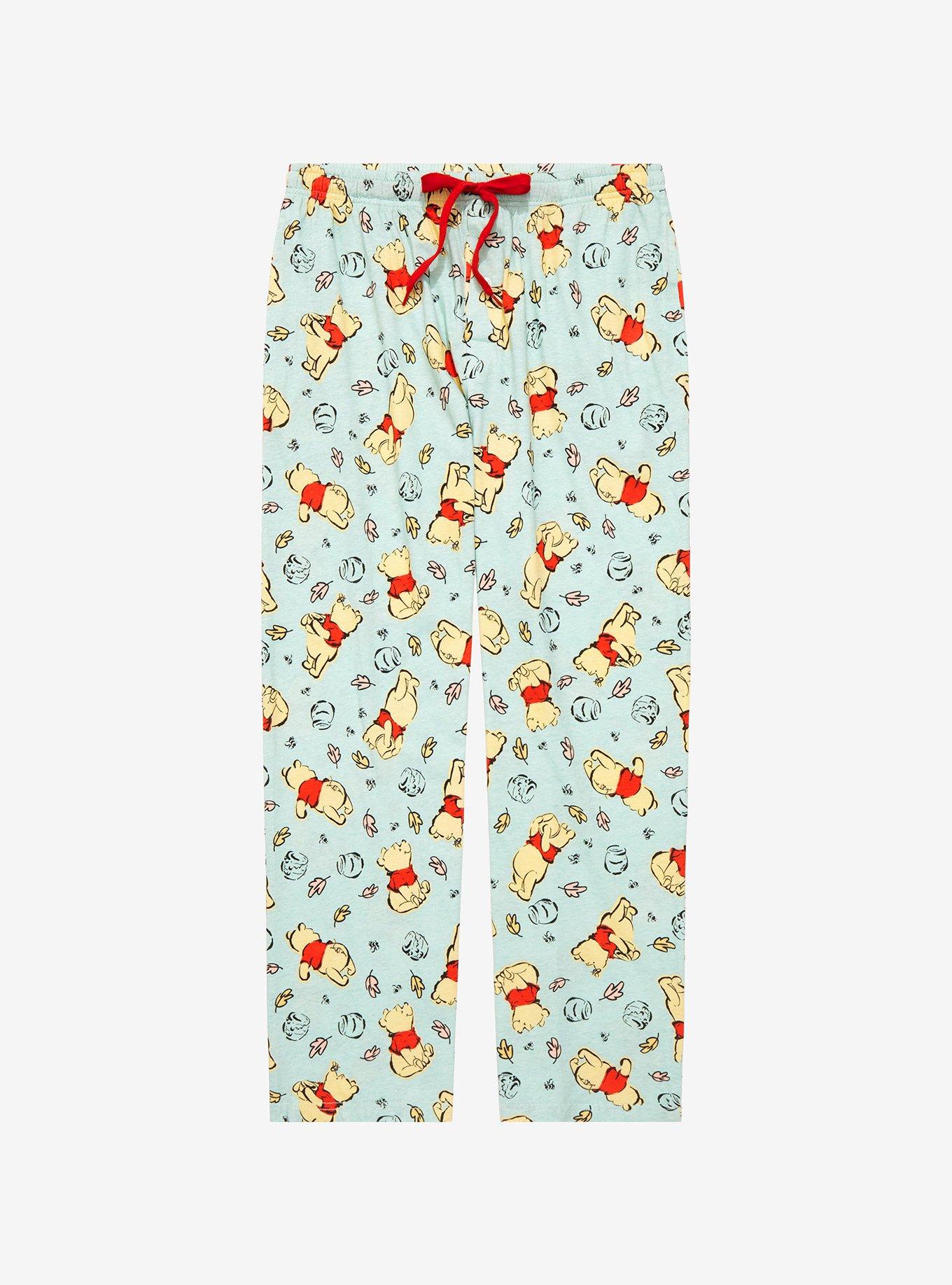 Disney Winnie the Pooh Sketch Art Leaves Allover Print Sleep Pant - BoxLunch Exclusive, BLUE, hi-res