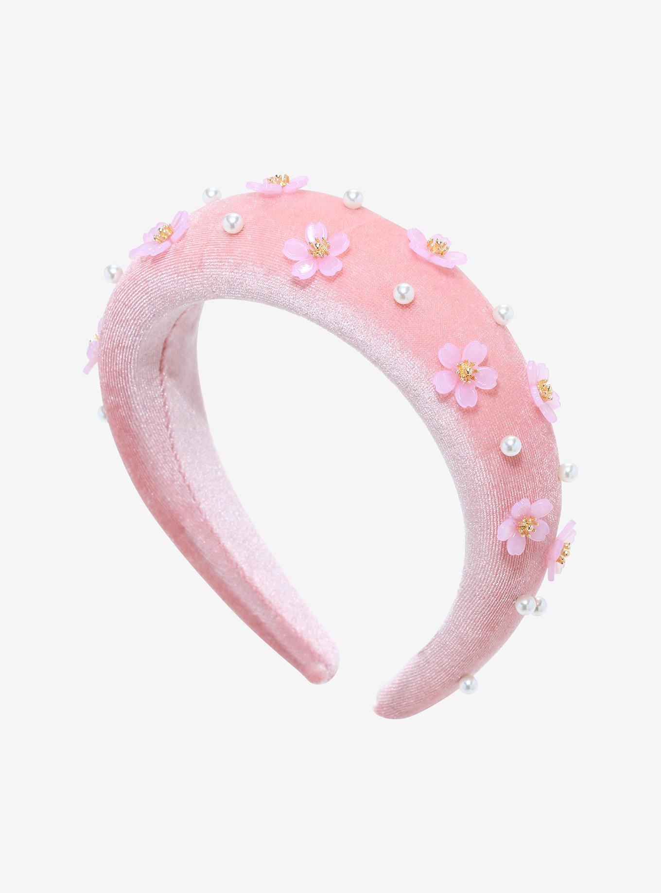 Pink Sakura & Pearl Puffy Headband, , hi-res