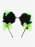 Neon Green & Black Tip Cat Ear Headband, , hi-res