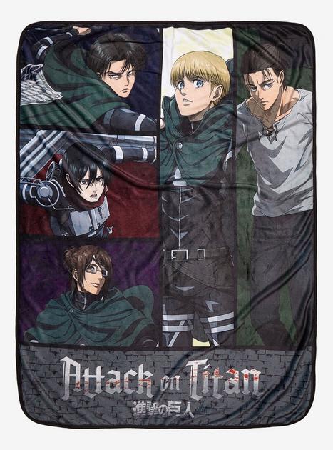 Attack On Titan Character Panels Throw Blanket Hot Topic