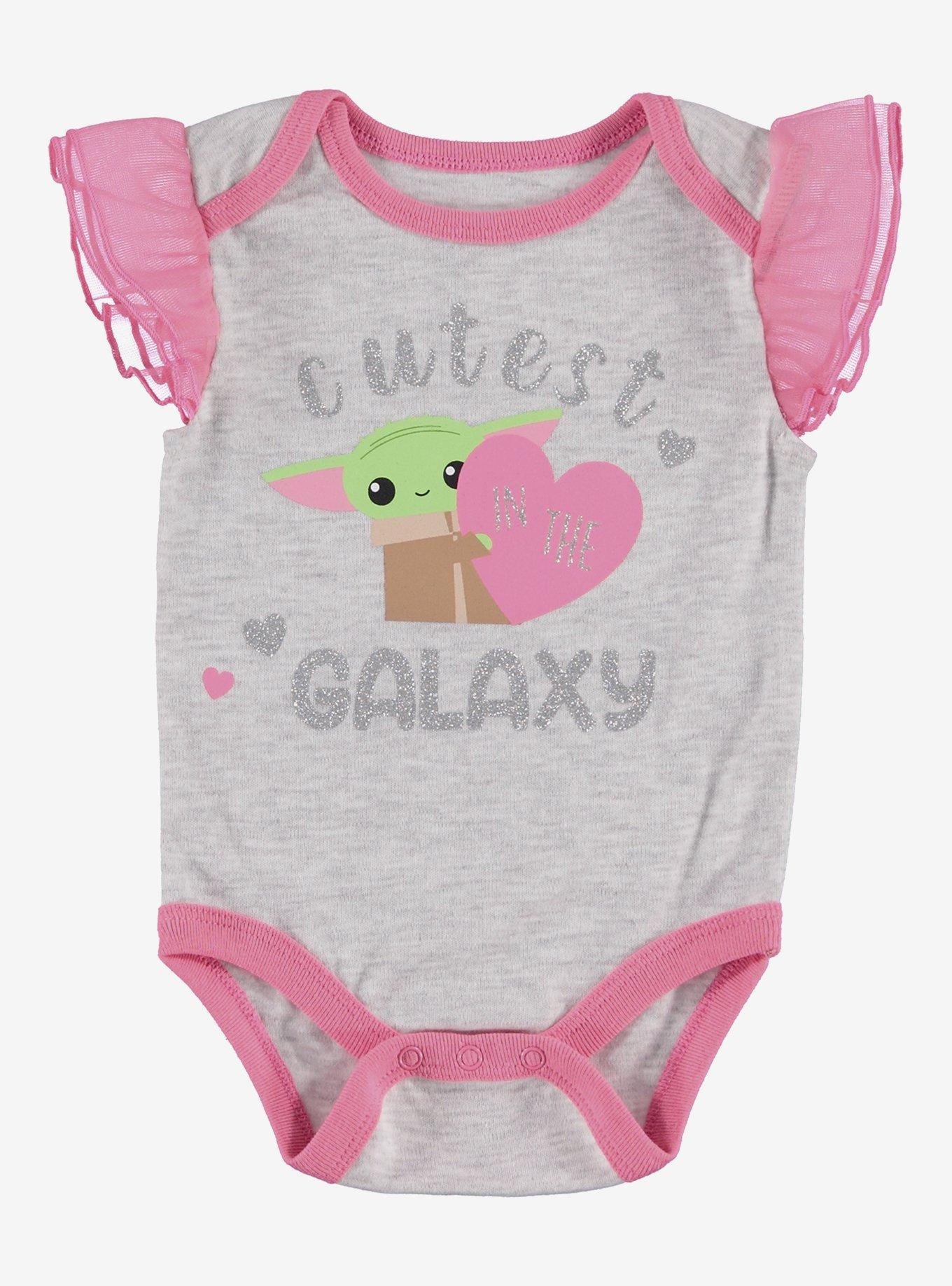 Star Wars The Mandalorian Grogu Cutest in the Galaxy Infant Ruffled One-Piece and Tutu Leggings Set, HOT PINK, hi-res