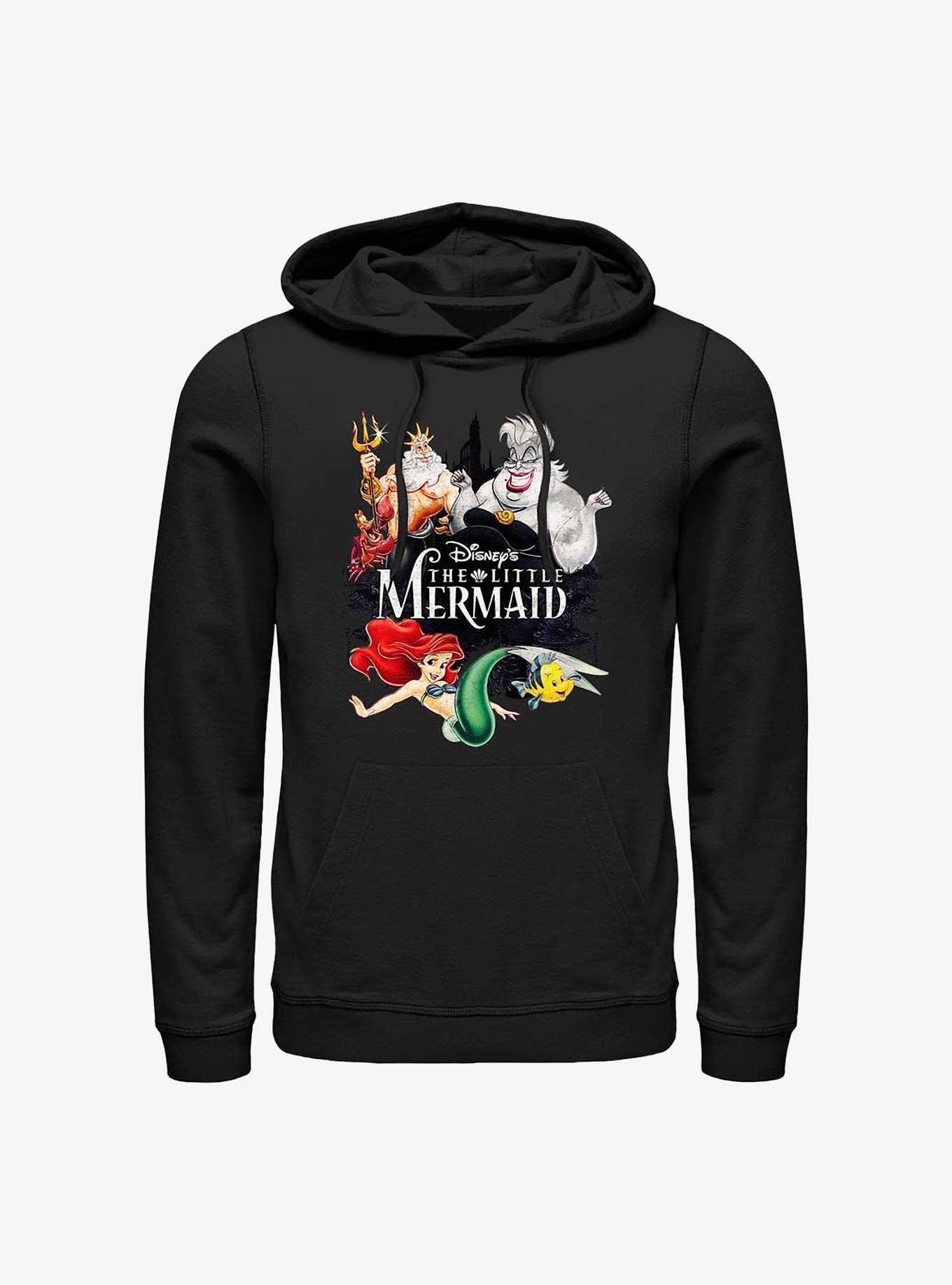 Disney The Little Mermaid Watercolor Poster Hoodie, BLACK, hi-res