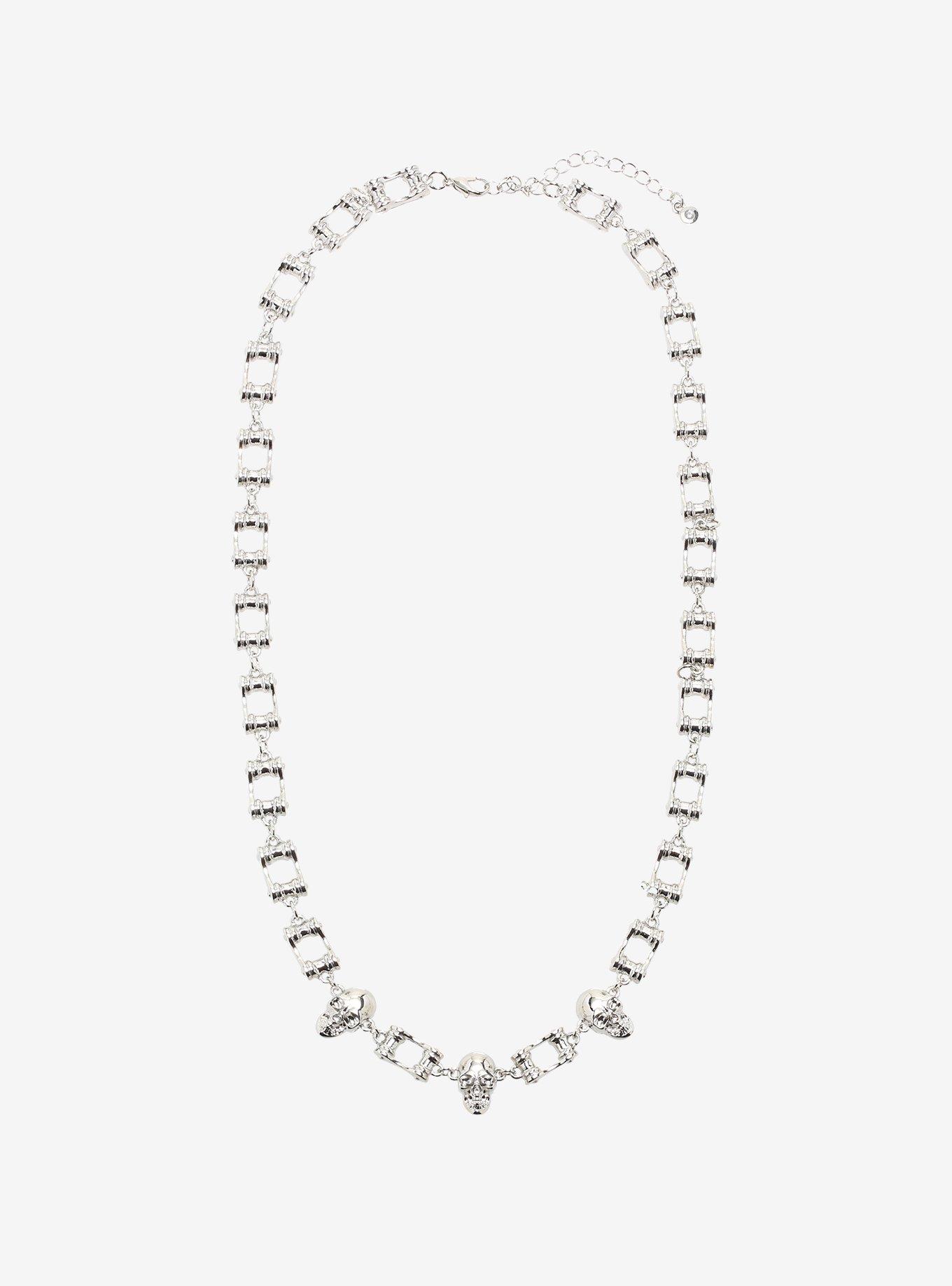 Metal Gears Skull Necklace, , hi-res
