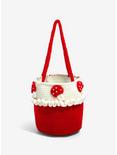 Crochet Red Mushroom Round Bucket Bag, , hi-res