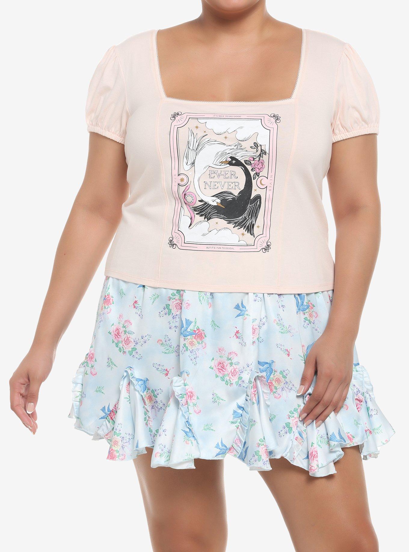 The School For Good And Evil Swan Puff Sleeve Top Plus Size, , hi-res