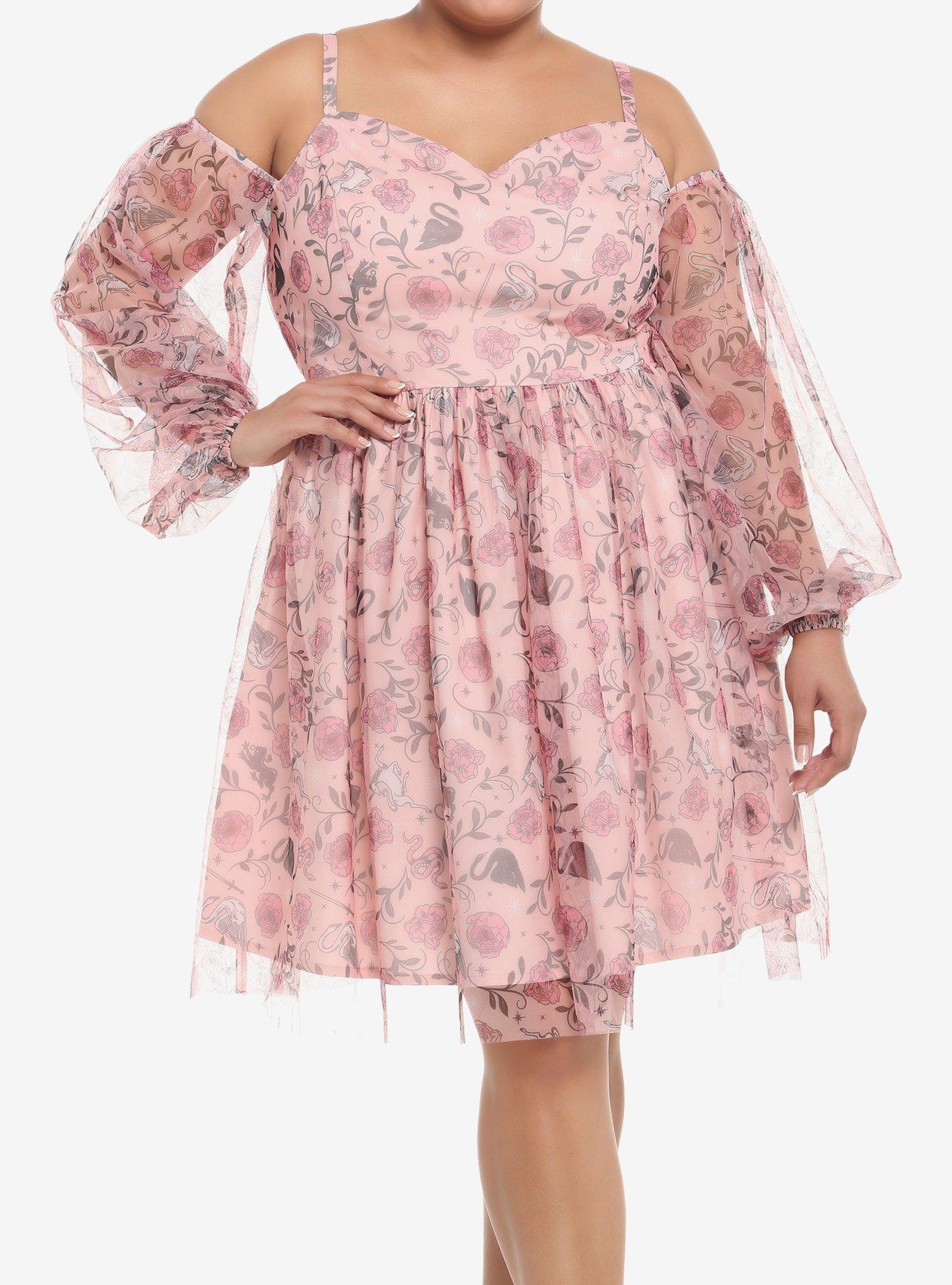 The School For Good And Evil Evers Cold Shoulder Dress Plus Size, MULTI FORAL, hi-res