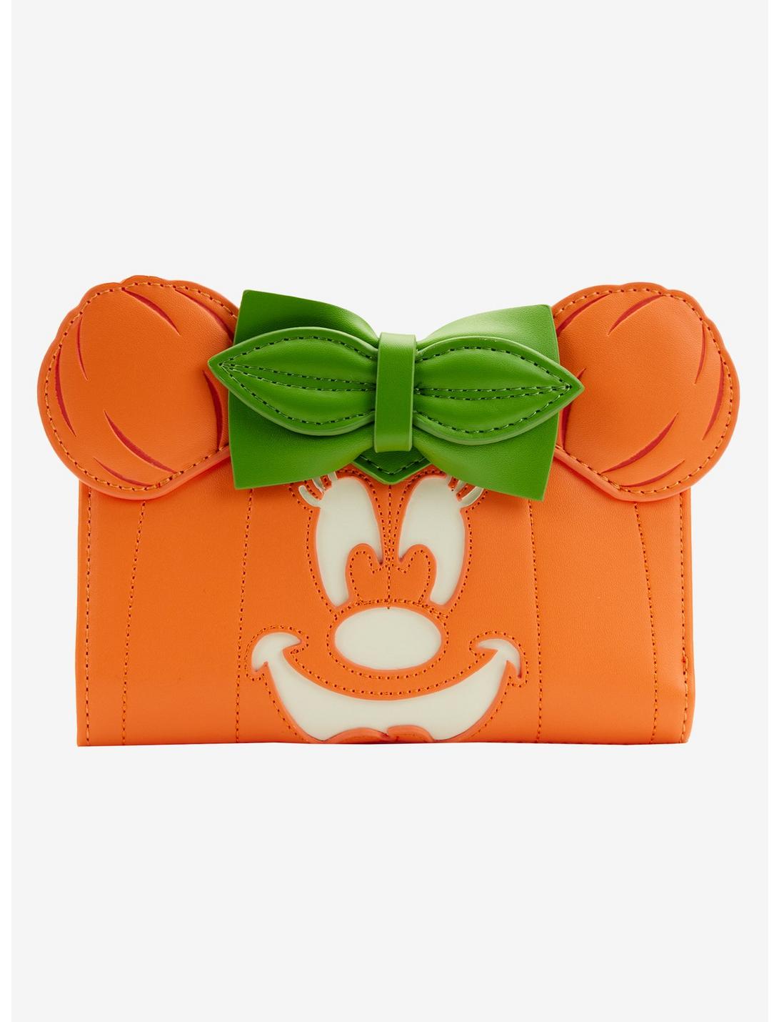 Loungefly Disney Minnie Mouse Pumpkin Glow-In-The-Dark Flap Wallet, , hi-res