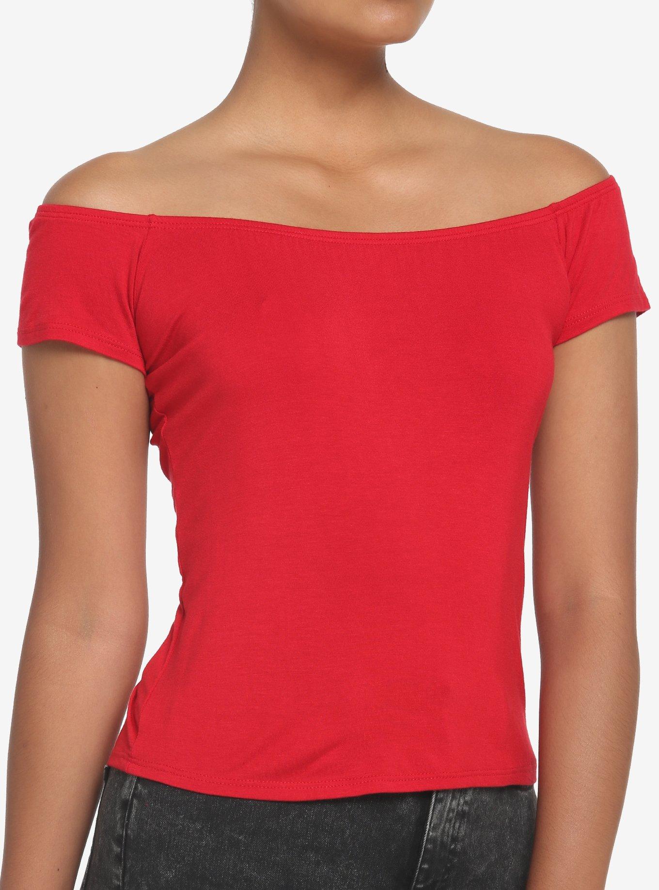 Red Off-The-Shoulder Top, , hi-res