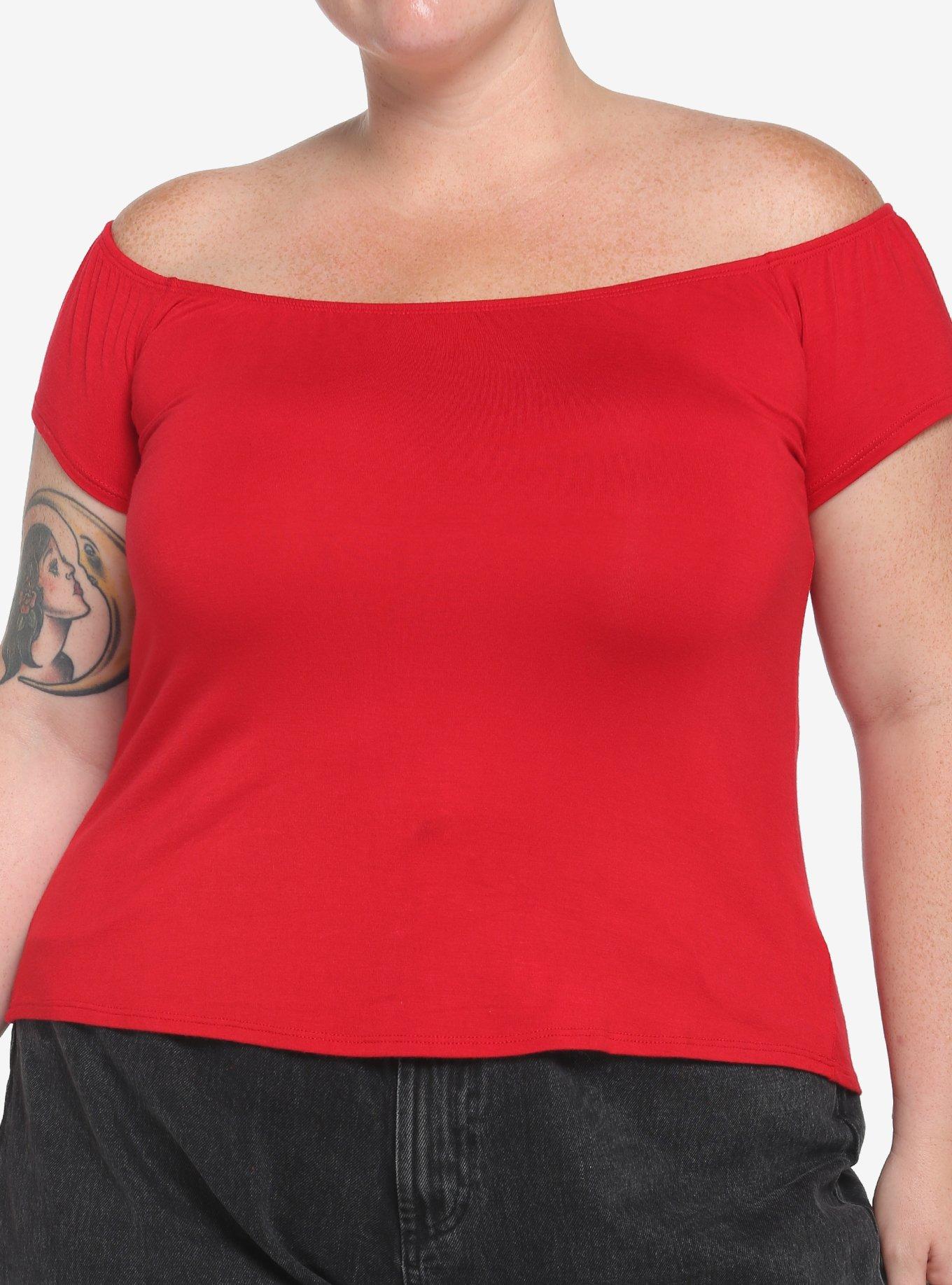 Plus size red 2025 off the shoulder top