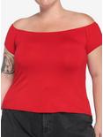 Red Off-The-Shoulder Top Plus Size, RED, hi-res
