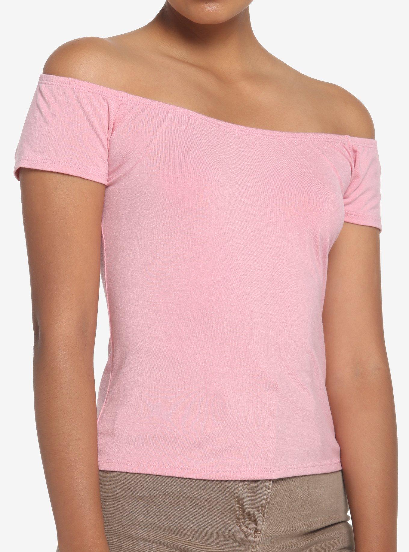Pink Off-The-Shoulder Top, PINK, hi-res